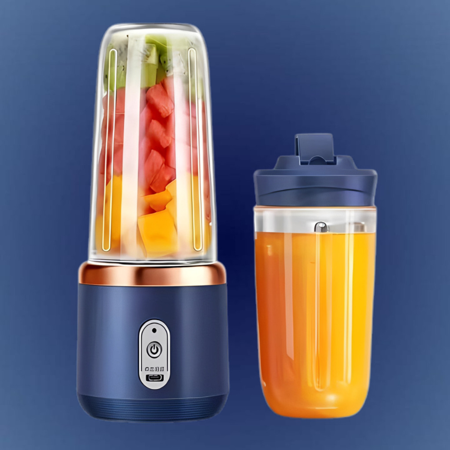 Image of Prabhaglobal Mixer Juicer Jar Hend Blender 180 W Juicer Mixer Grinder (Portable USB Juicer Blue | 2 Jars | Multicolor)