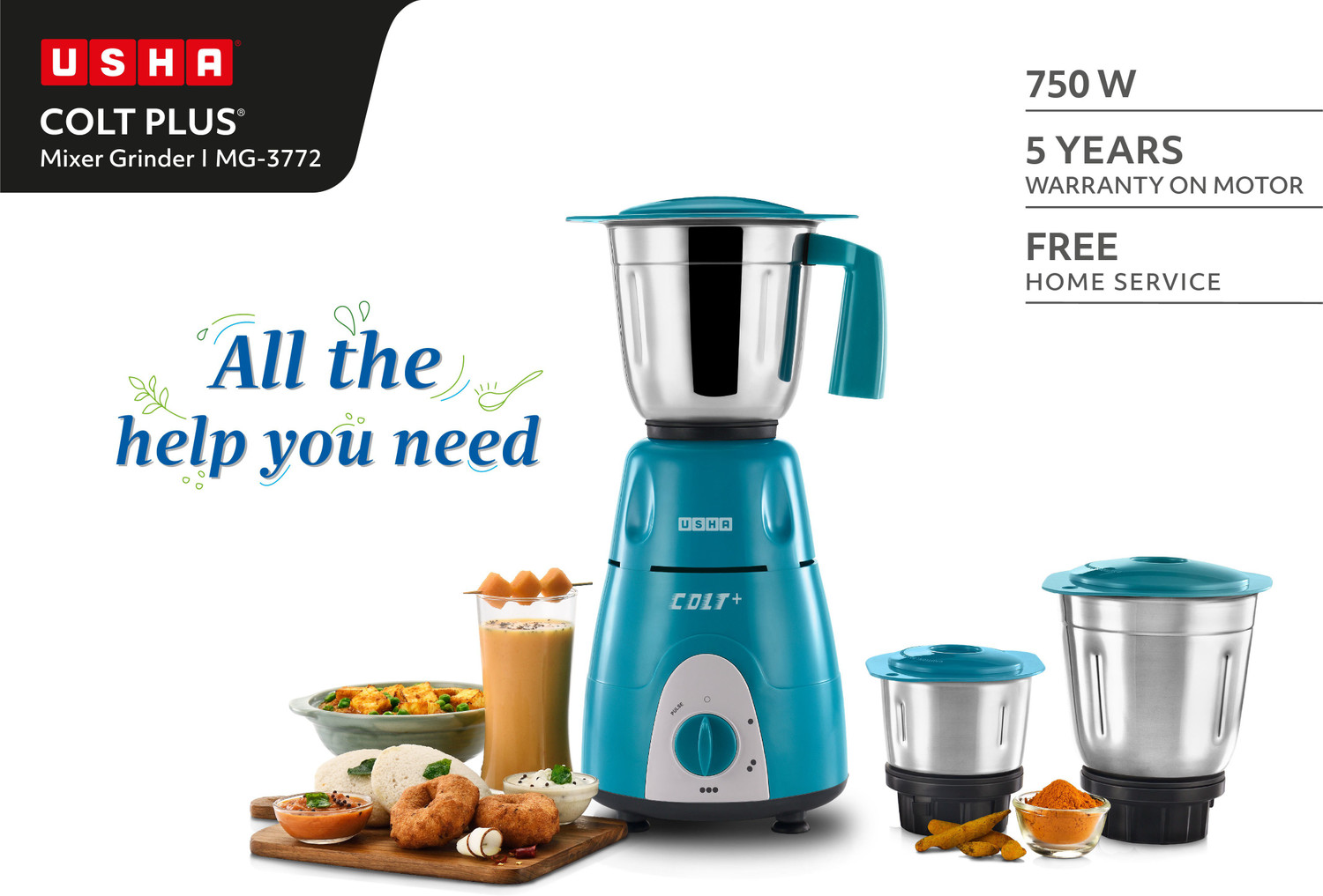Image of USHA Colt Plus 750 W Mixer Grinder
