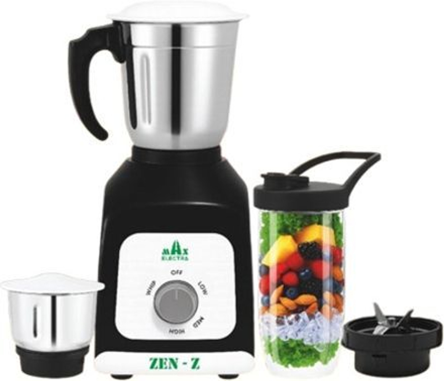 Image of MAX ELECTRA ZEN-Z17 500 W Juicer Mixer Grinder (ZEN-Z-75017 | 3 Jars | Black)