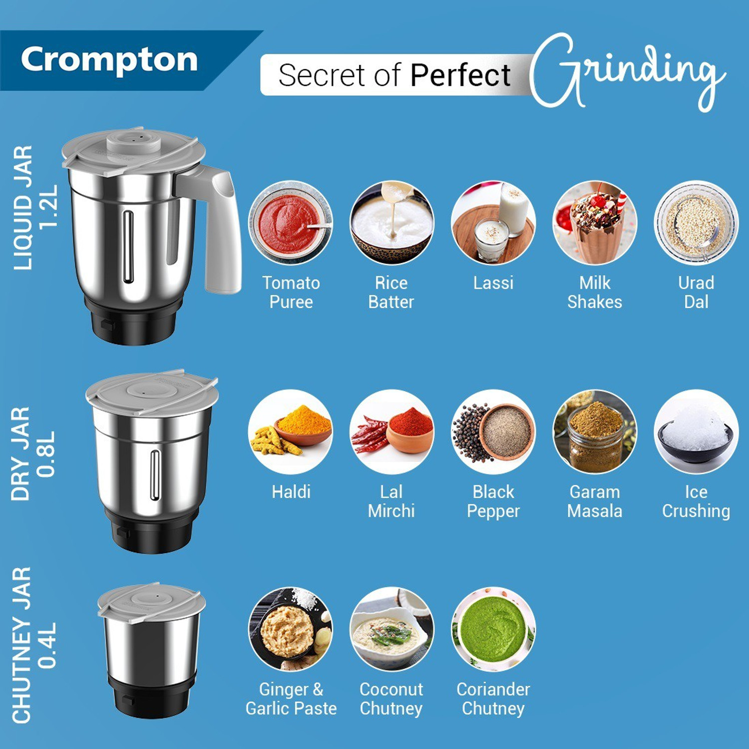 Image of Crompton DS 500 W Mixer Grinder