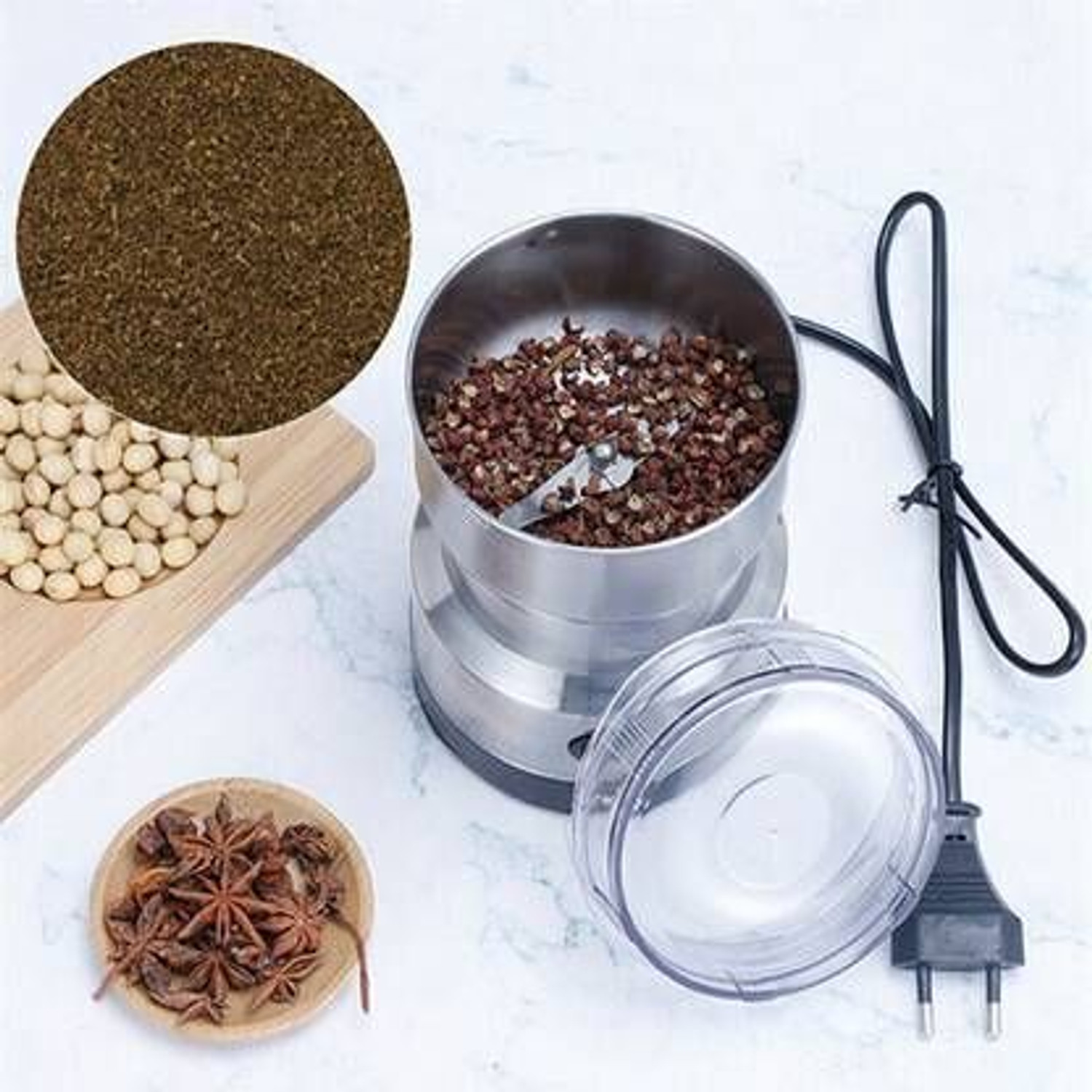 Image of DAKSHWAY Mini Mixer Grinder 800 W Juicer Mixer Grinder (Electric Portable Coffee Bean and Spice Grinder Machine for Whole Coffee Beans | 1 Jar | Silver)