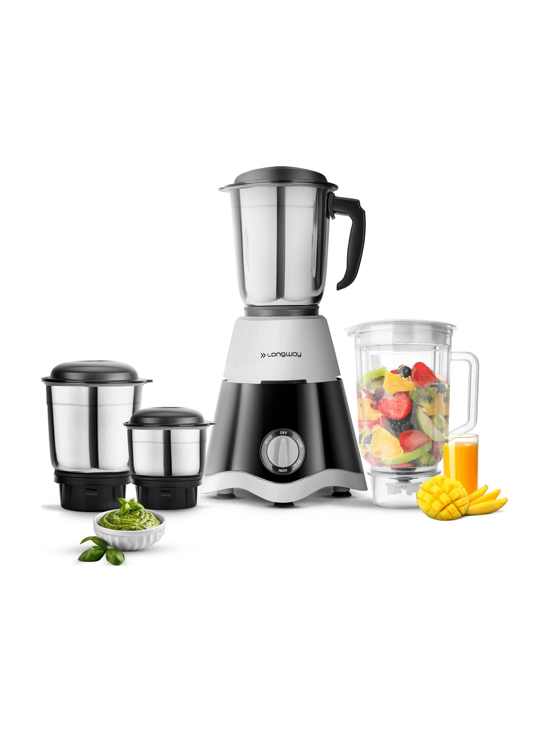 Longway Super Dlx 750 Mixer Grinder (4 Jars, Black, Gray)