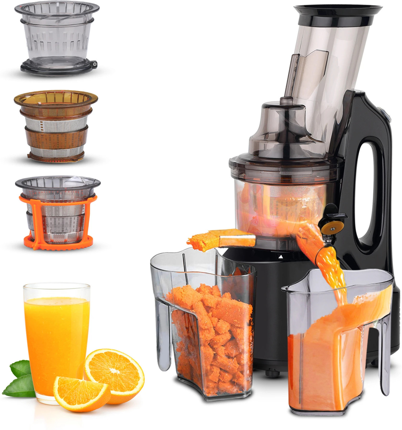 AGARO Royal Slow Juicer, Professional Cold Press Whole Slow Juicer , 240 Juicer (2 Jars, Black)