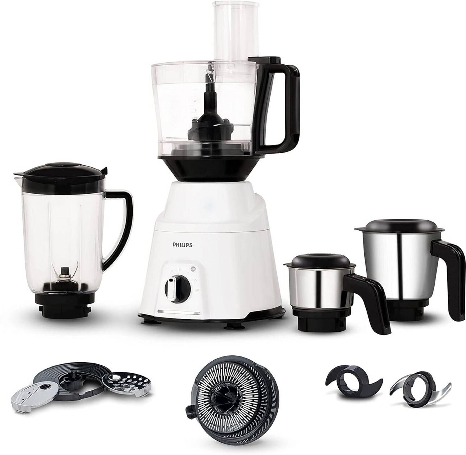 Philips HL7763 750 Juicer Mixer Grinder – 4 Jars, White