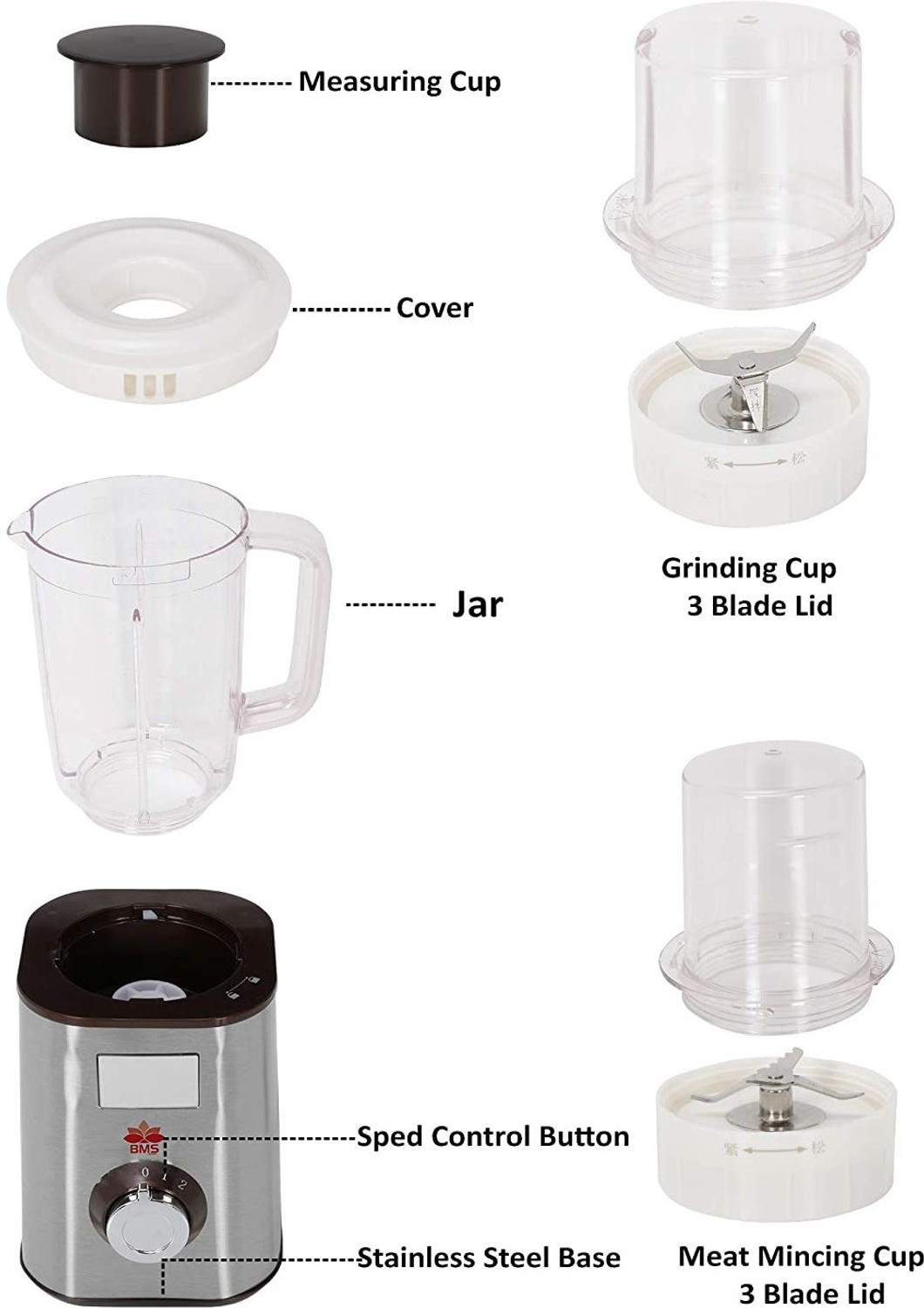 Image of BMS Lifestyle by BMS Lifestyle Nutri-Blender 550 W Juicer Mixer Grinder