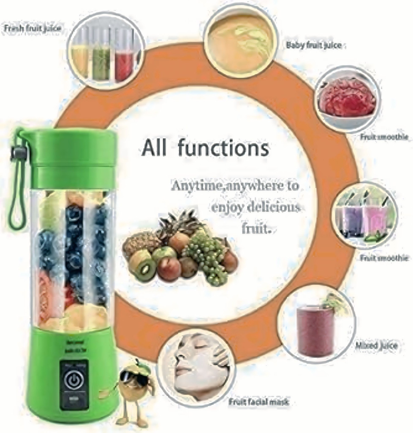 Image of princemarkett Pro Fruit Juicer 200 W Juicer Mixer Grinder (Plastic Hand Juicer juicer bottle | 1 Jar | Multicolor)