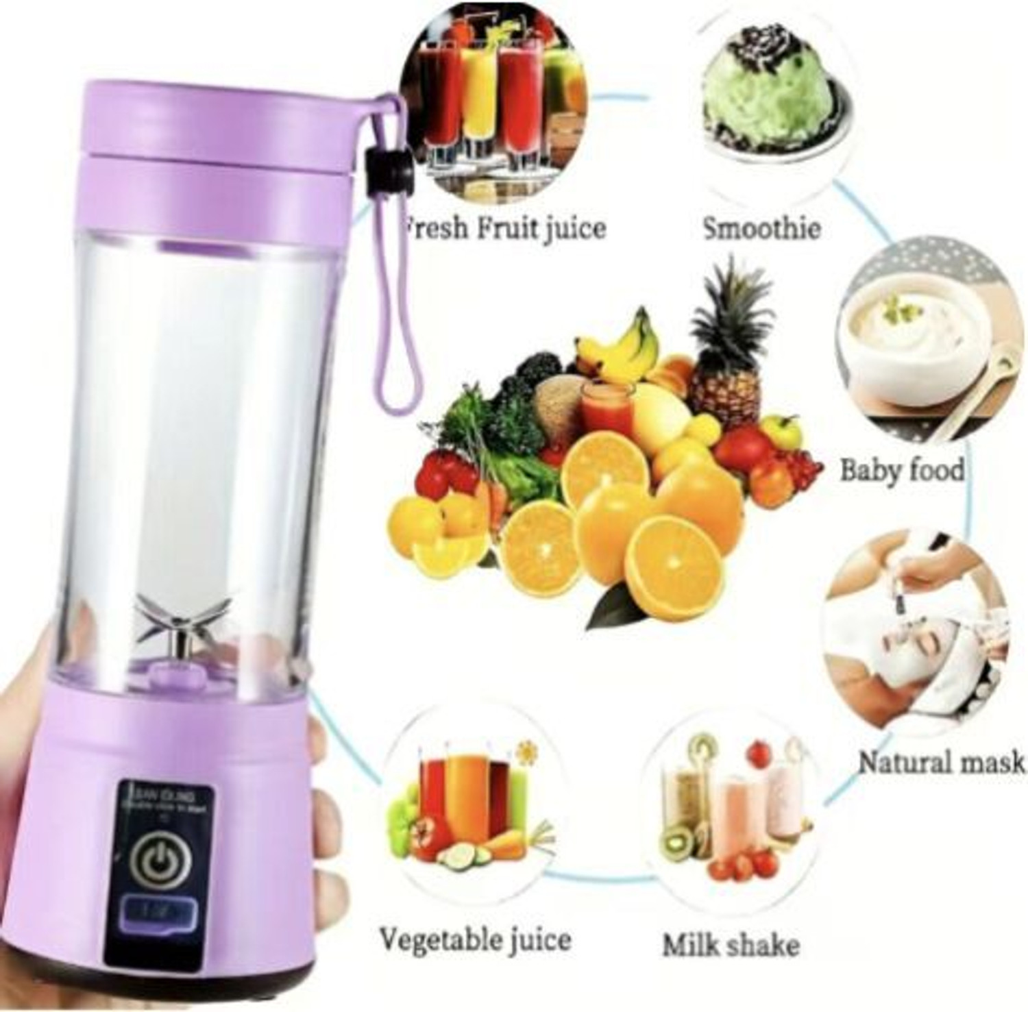 Image of princemarkett Pro Fruit Juicer 200 W Juicer Mixer Grinder (Msk 6046A Electric Juice Maker Juicer Bottle Blender Mixer Rechargeable Bottle | 1 Jar | Multicolor)