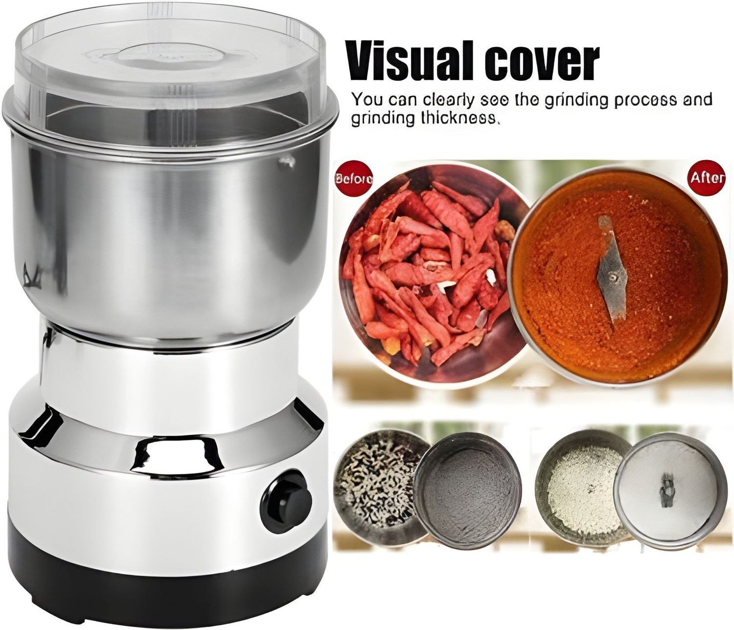 Image of JayGopalTrendz Grinder 350 W Mixer Grinder (Electric Grinder With Coffee & Nuts Grains Bean Grinder Juicer Mixer GrinderU398 | 1 Jar | Silver)