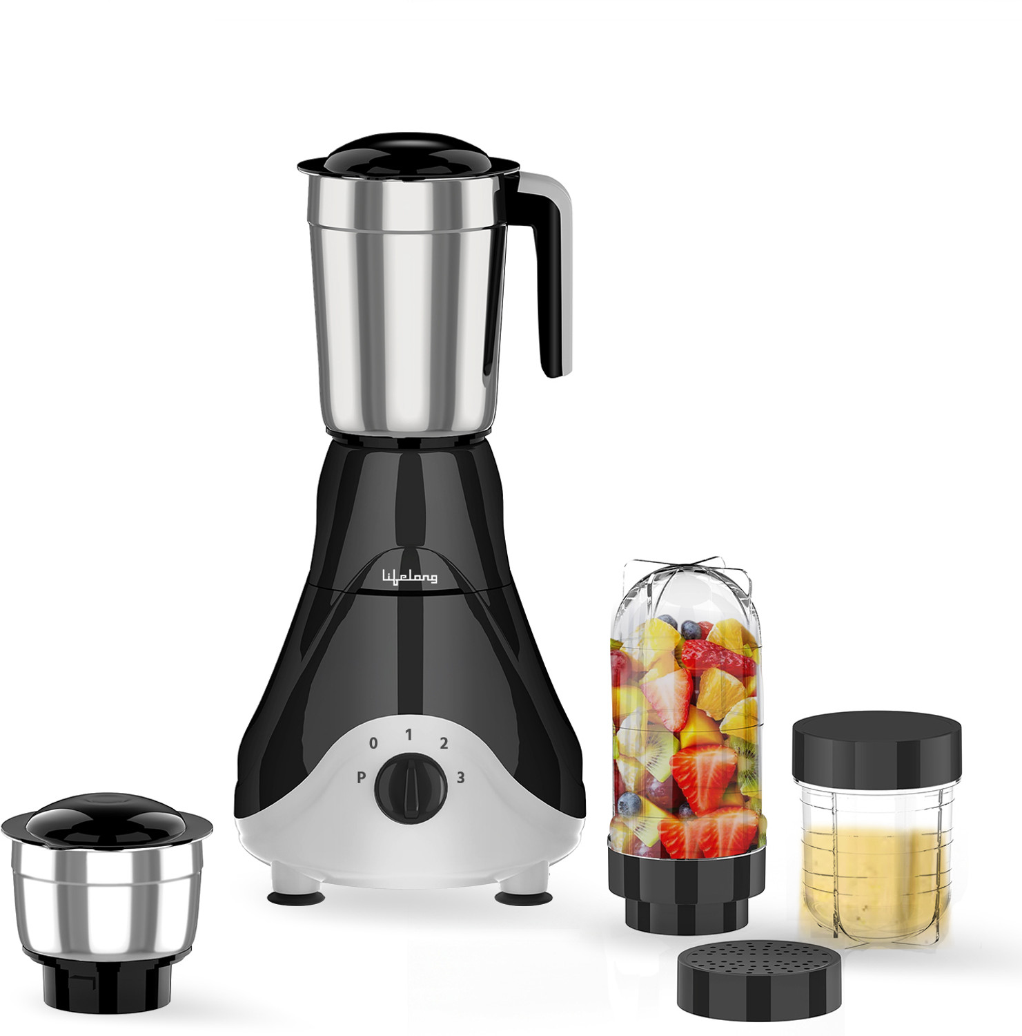 Lifelong LLMG39 500 Mixer Grinder (4 Jars, Black)