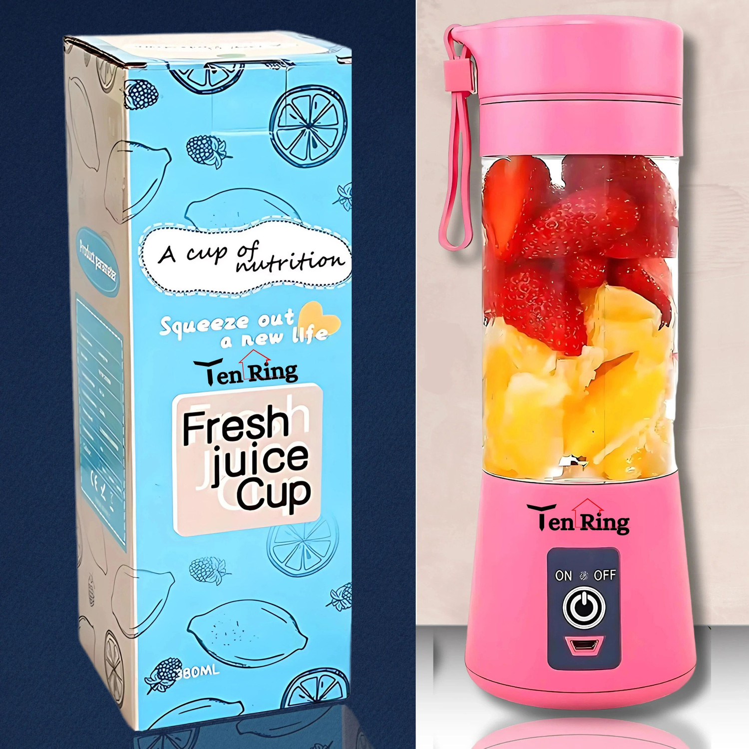 Image of MLSALES Portable Mini USB Juicer | Cordless Rechargeable Blender for Fresh Juices 150 W Juicer (350-KL-02 | 1 Jar | Multicolor)