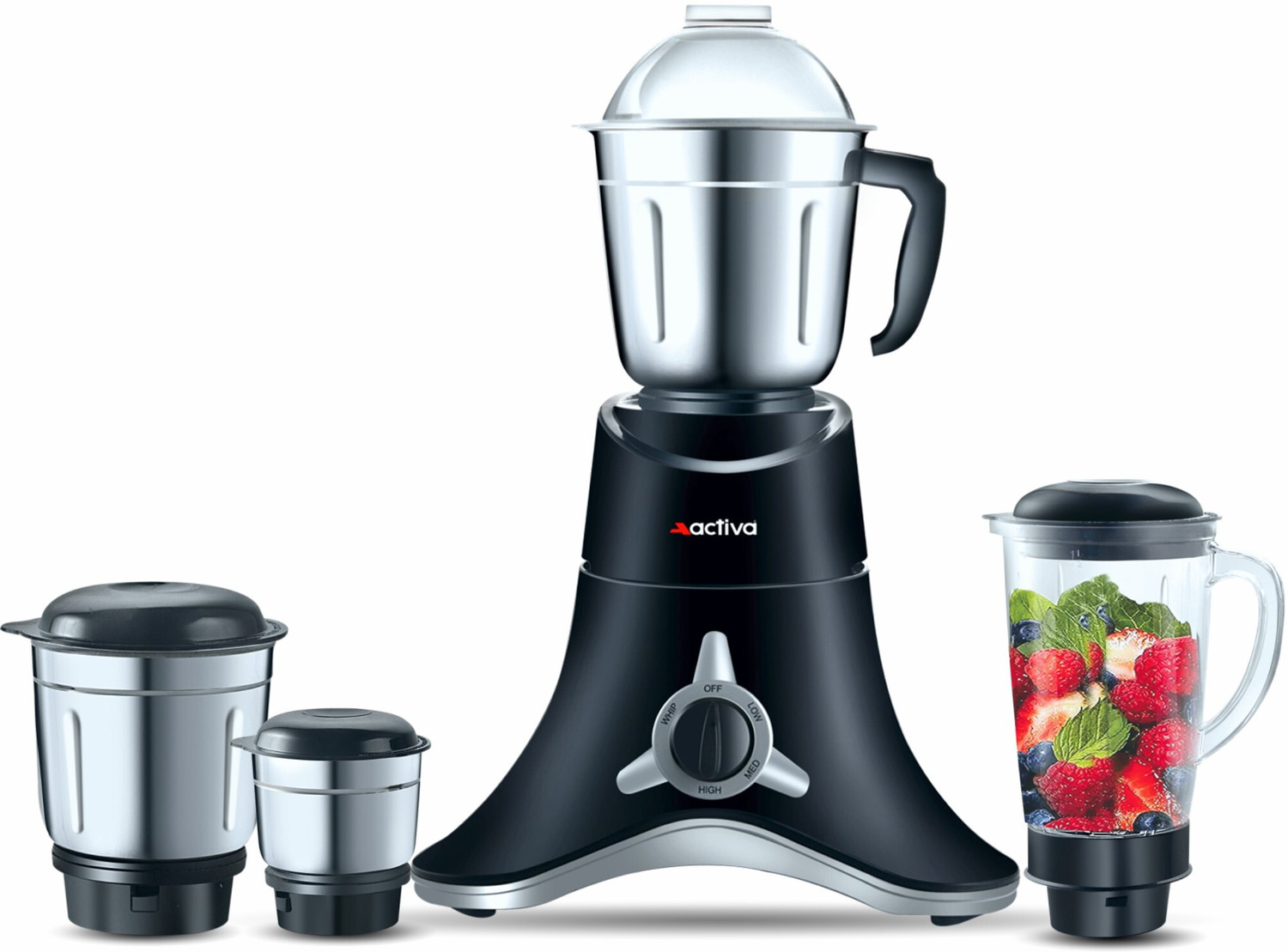 ACTIVA SUPER CHEF 4 JARS 900 Juicer Mixer Grinder (4 Jars, Black)