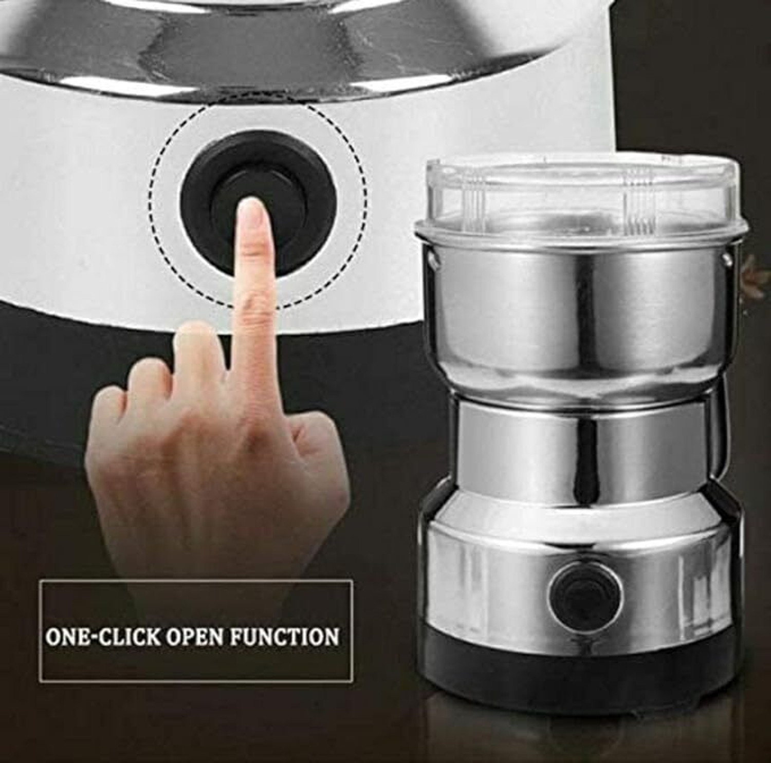 Image of DAKSHWAY Mini Mixer Grinder 800 W Juicer Mixer Grinder (Electric Portable Coffee Bean and Spice Grinder Machine for Whole Coffee Beans | 1 Jar | Silver)