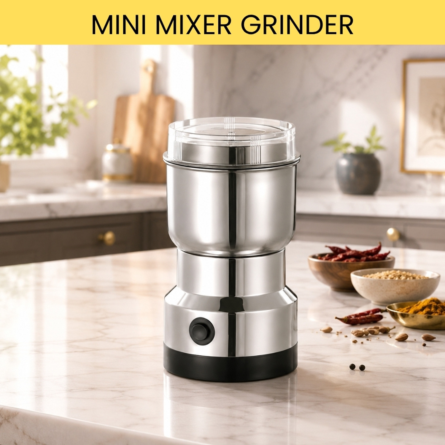 Image of Manasa Grinder 1 200 W Mixer Grinder (Electric Mixer Grinder, Coffee Maker for Kitchen Nuts, Masala & Onion GarlicK267 | 1 Jar | Silver)
