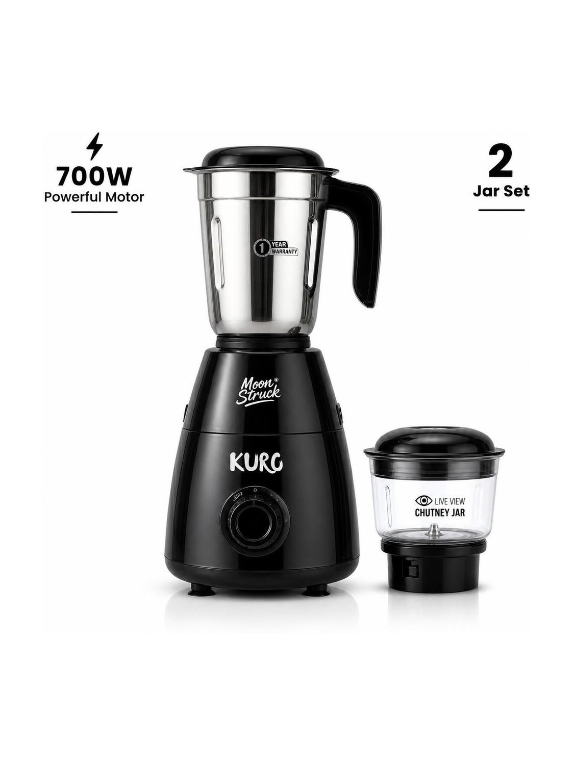 Moonstruck Kuro 2 Jar Set 700 W Mixer Blender