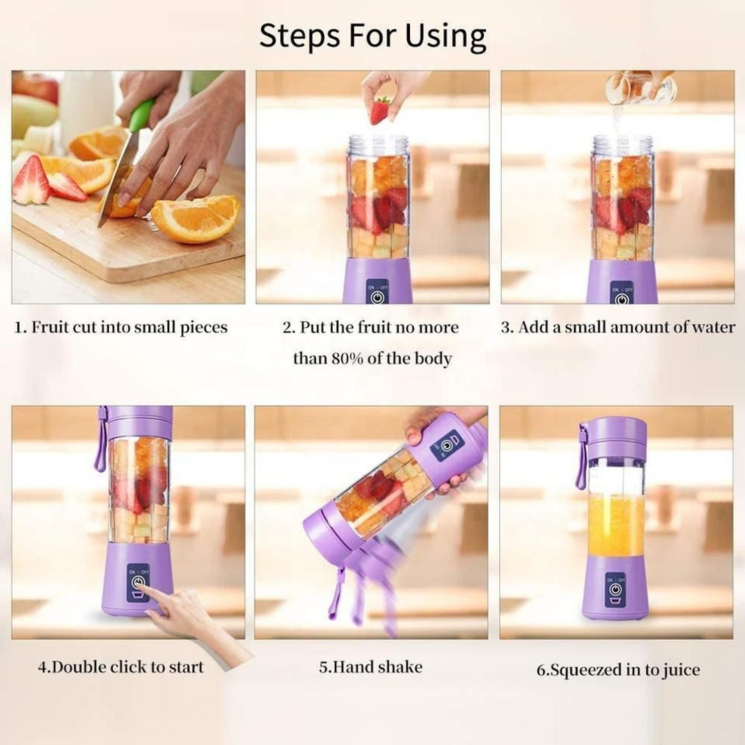 Image of MLSALES Portable Mini USB Juicer | Cordless Rechargeable Blender for Fresh Juices 150 W Juicer (350-KL-02 | 1 Jar | Multicolor)