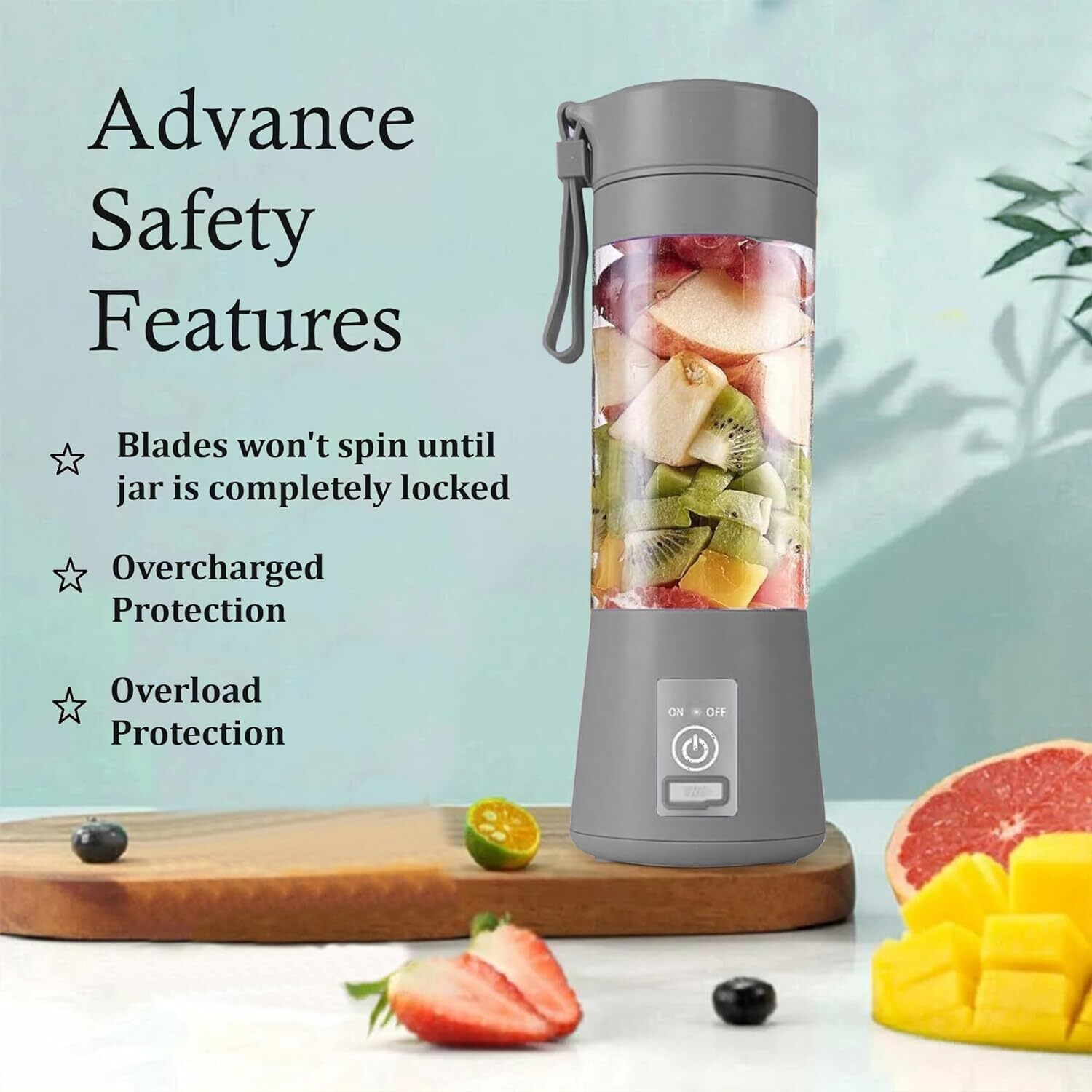 Image of ZENTARA ENTERPRISE Hexa Blade 40 W Juicer (Portable-Juicer | 1 Jar | Blue & Transparent)