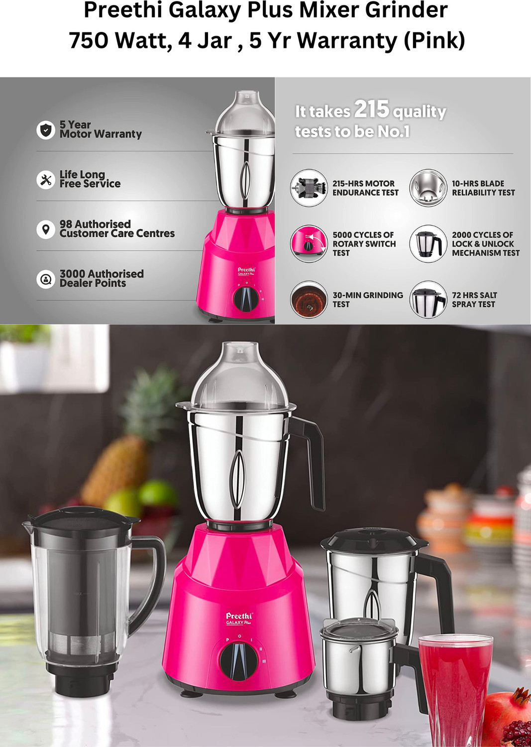 Image of Preethi by PREETHI MG 250 750 W Juicer Mixer Grinder