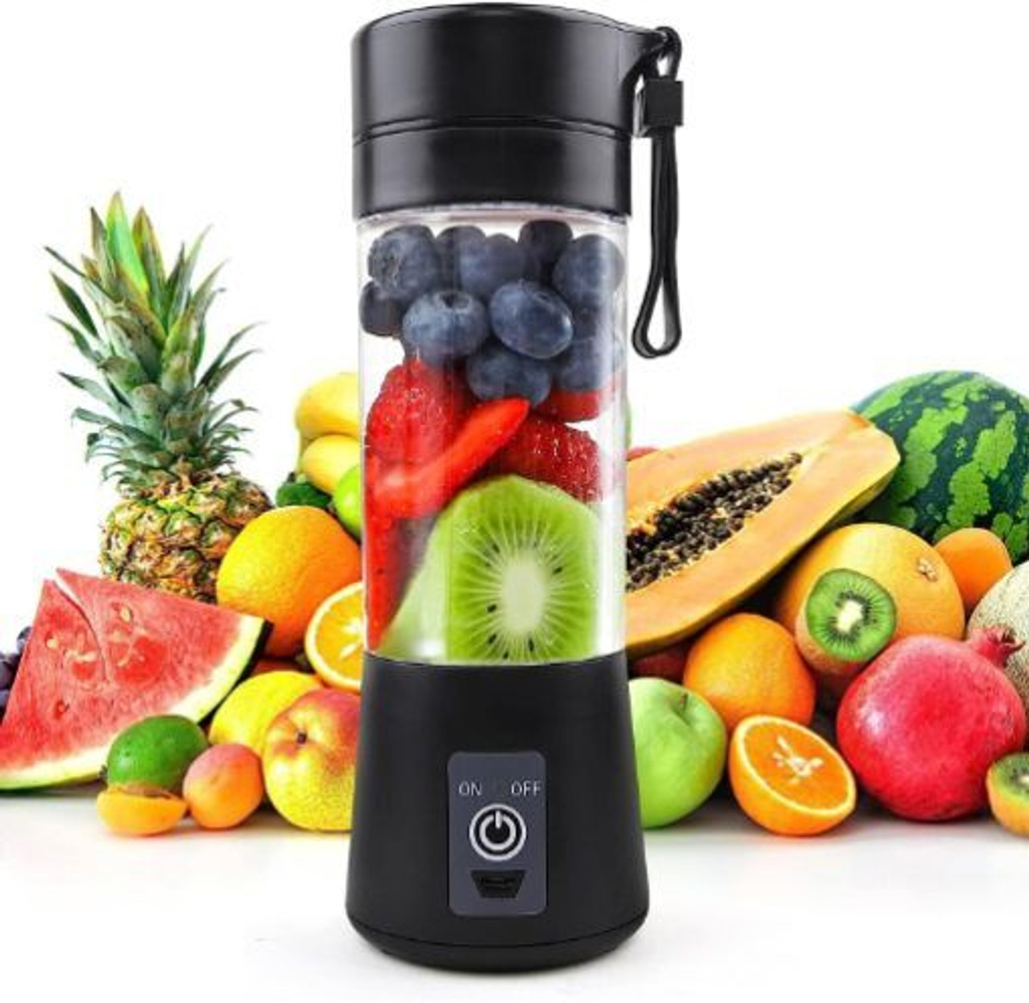 Image of princemarkett Pro Fruit Juicer 200 W Juicer Mixer Grinder (ASE 859A Juice Maker Juicer Rechargeable Juicer Bottle with 6 Blades | 1 Jar | Multicolor)
