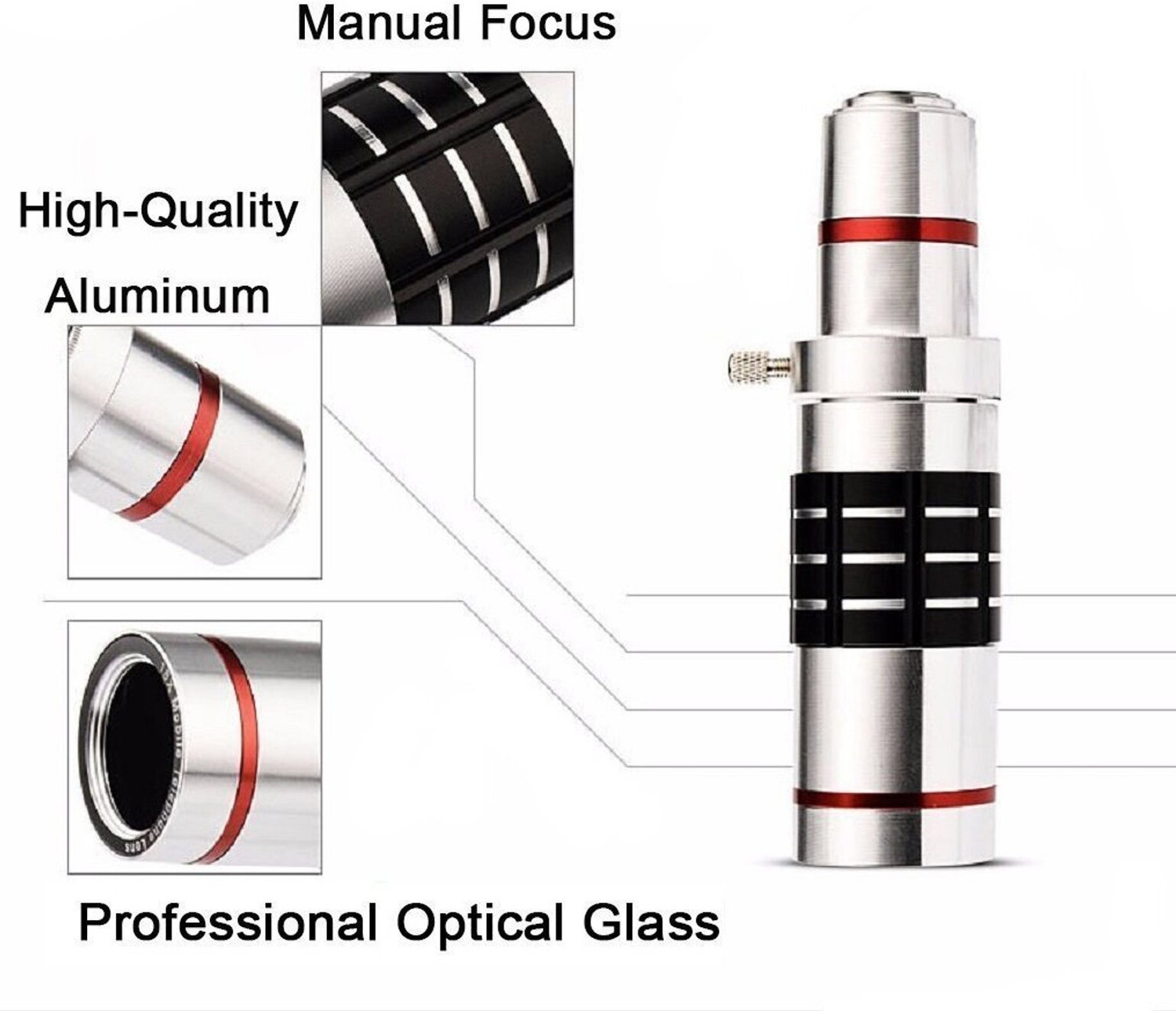 Image of VOLTegIC 18X HD Telephoto Lens for Android & iPhone with Adjustable Focus Mobile Phone Lens