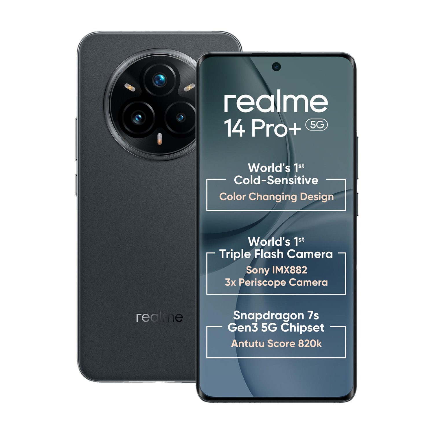 realme 14 Pro+ 5G (Suede Grey, 256 GB)