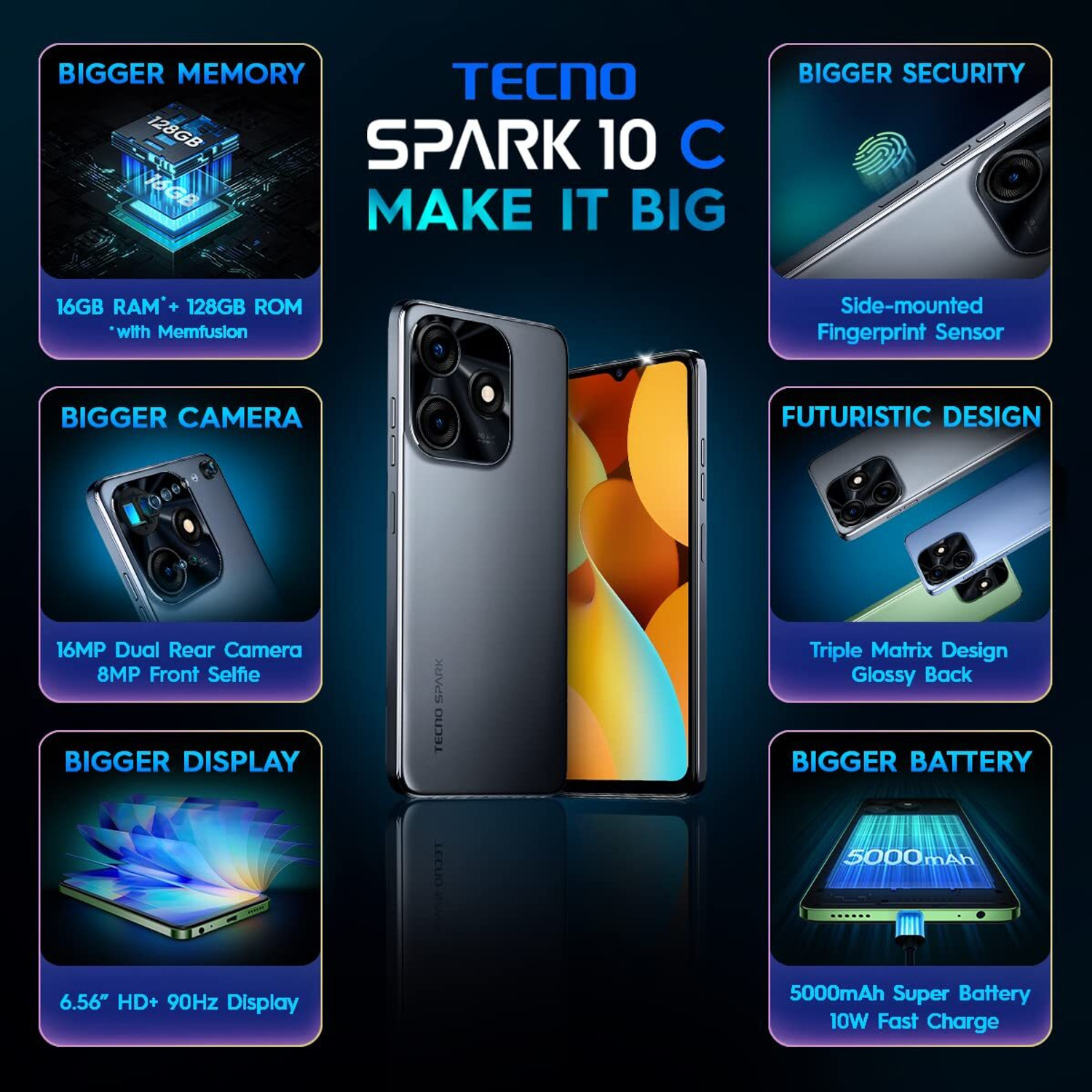 Image of Tecno Spark 10c (Meta Black, 128 GB)
