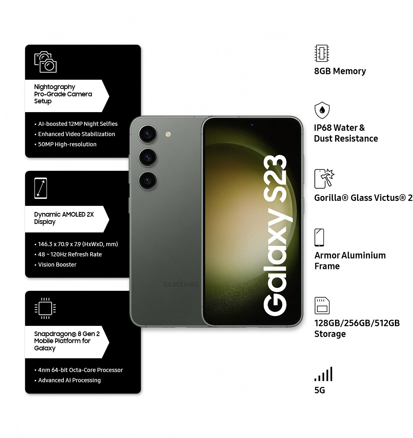 Image of Samsung Galaxy S23 5G (Green, 128 GB)