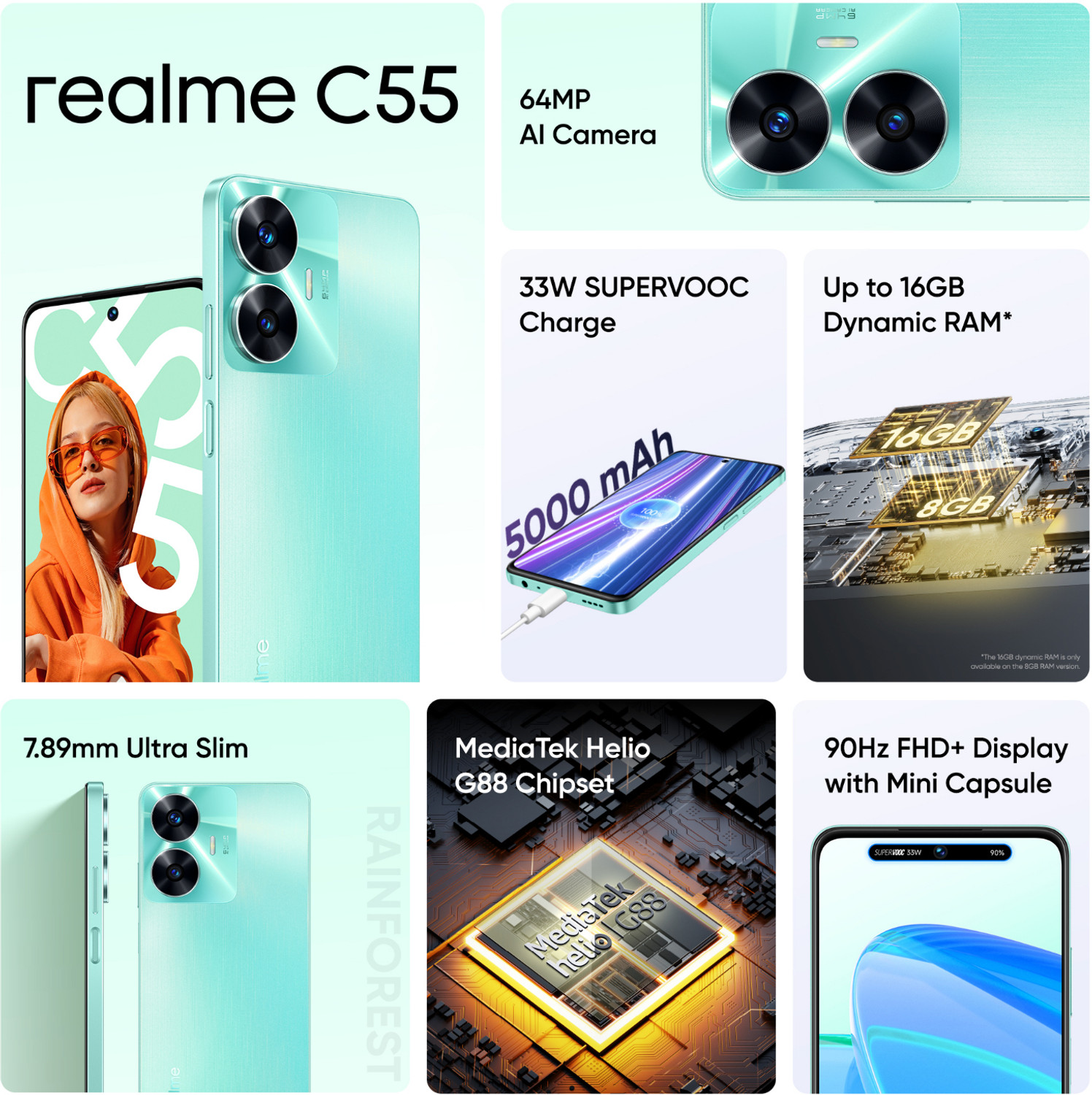 Image of realme C55 (Rainforest, 64 GB)