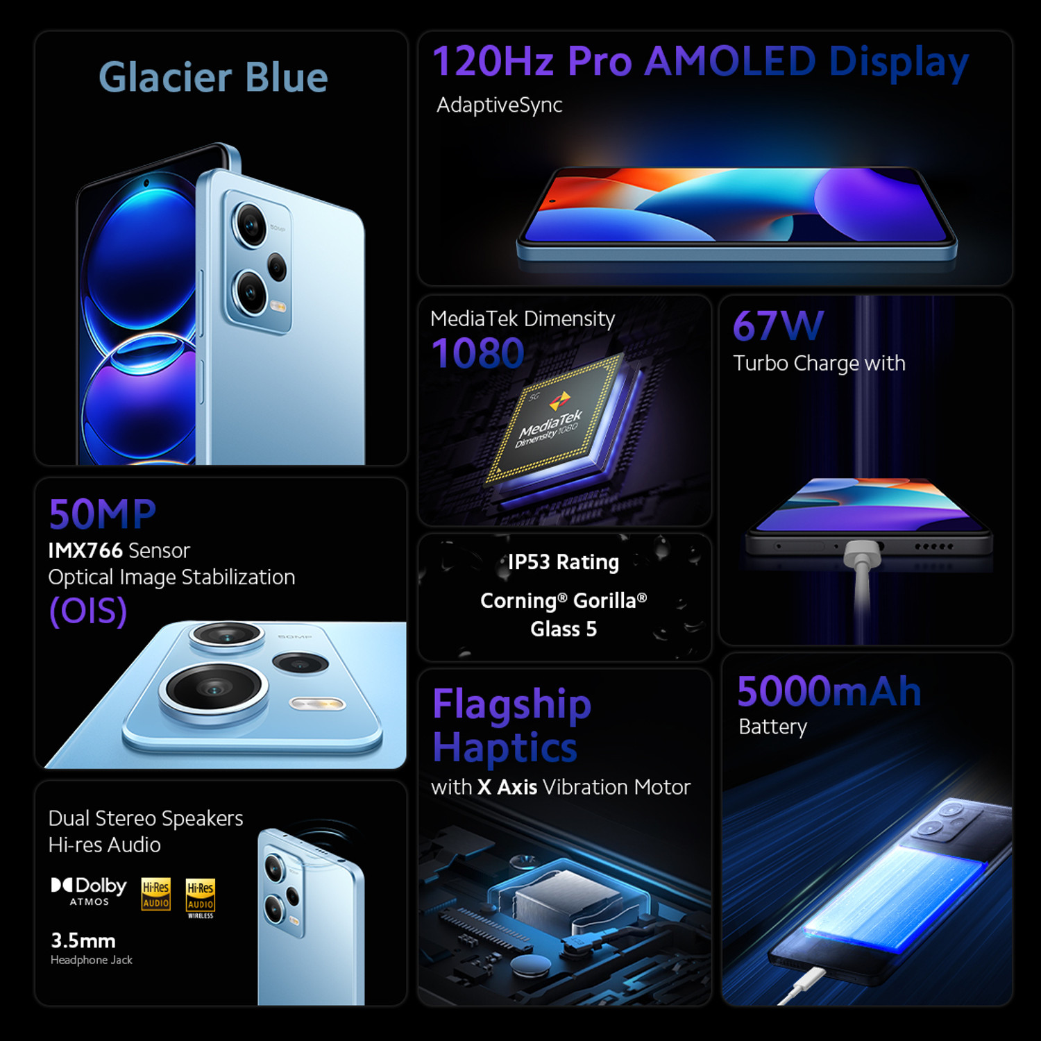 Image of REDMI Note 12 Pro 5G (Glacier Blue, 256 GB)