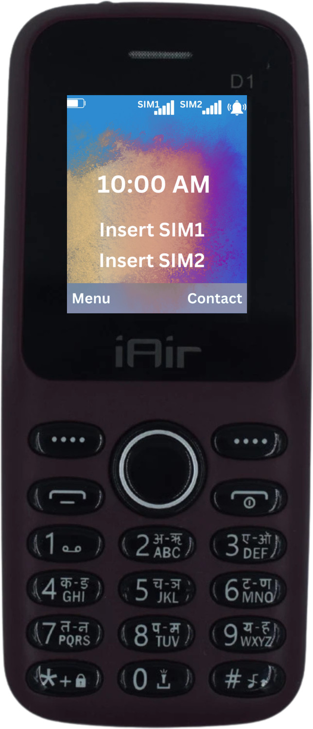 Image of IAIR D1 Dual Sim Keypad Mobile Phone | 1.8 Inch Display, 1200mAh Battery + Call Rec (Baltic Dark Maroon)