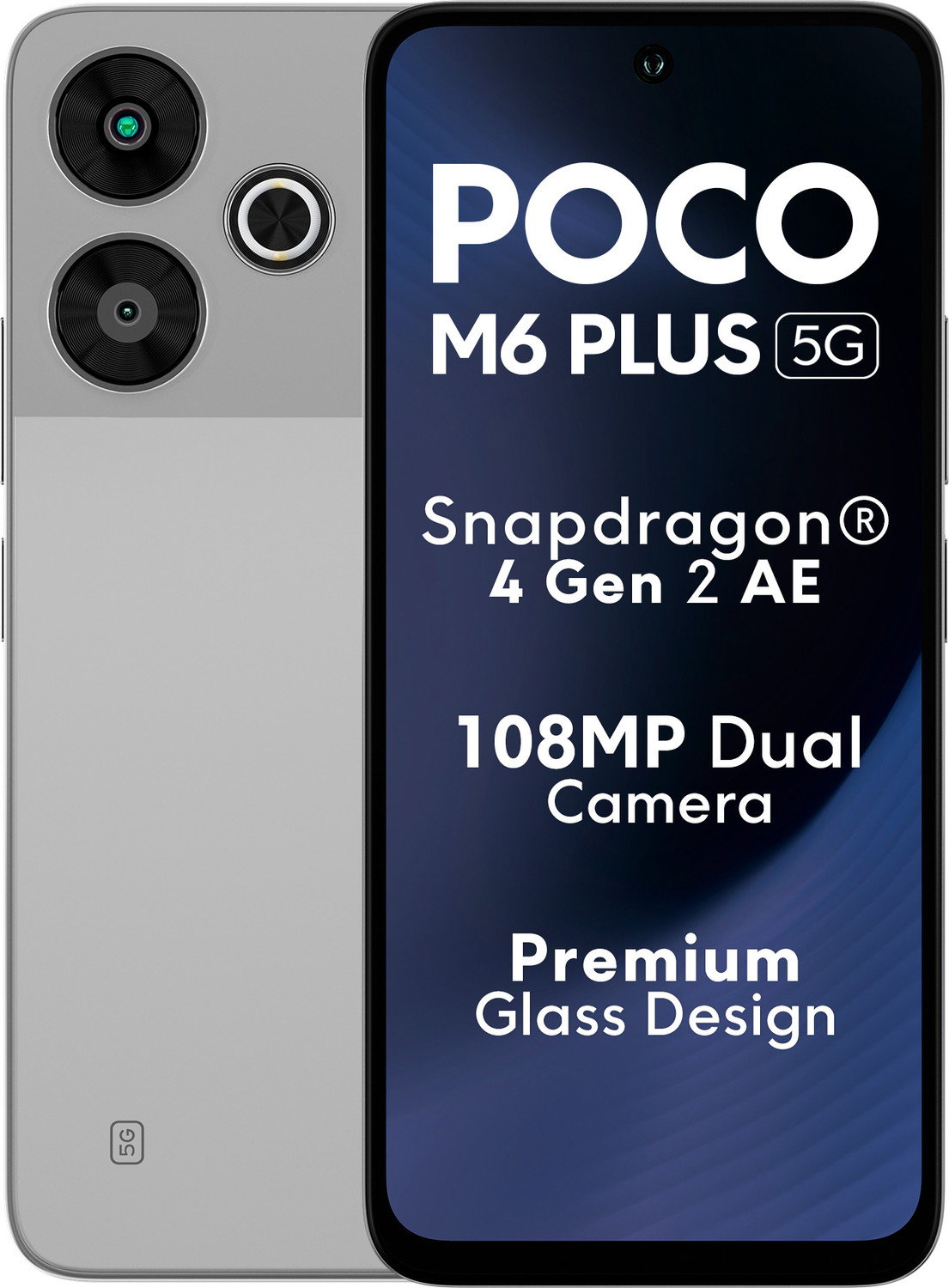 POCO M6 Plus 5G Ice Silver – 128GB Smartphone at ₹13,499