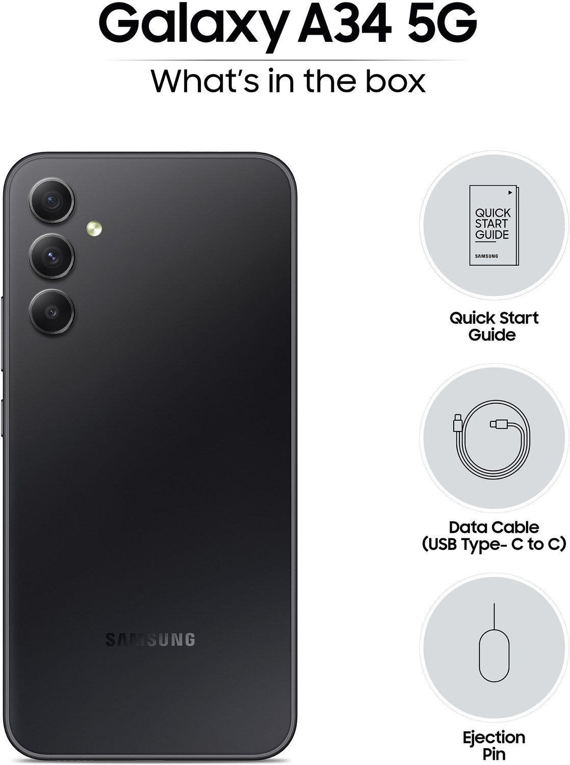 Image of Samsung Galaxy A34 5G (Awesome Graphite, 128 GB)