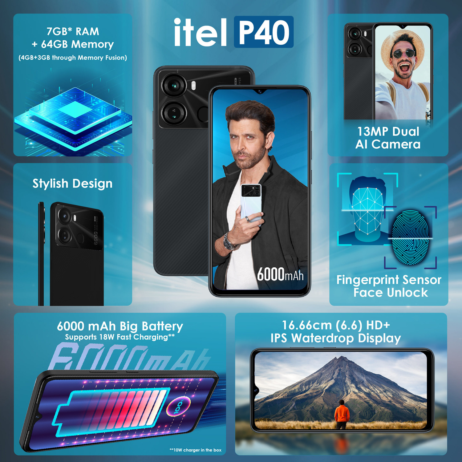 Image of itel P40 (Force Black, 64 GB)
