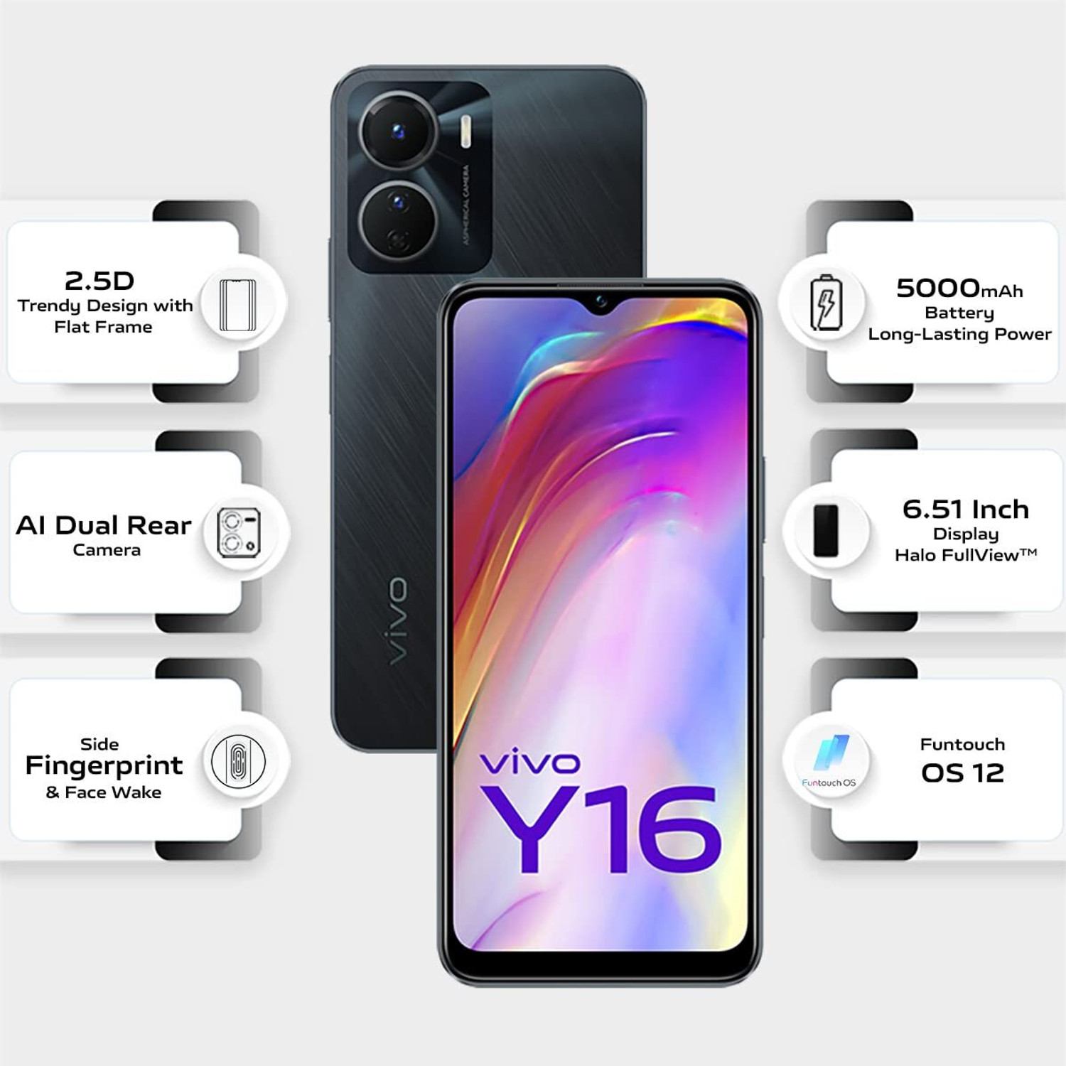 Image of vivo Y16 (Steller Black, 64 GB)
