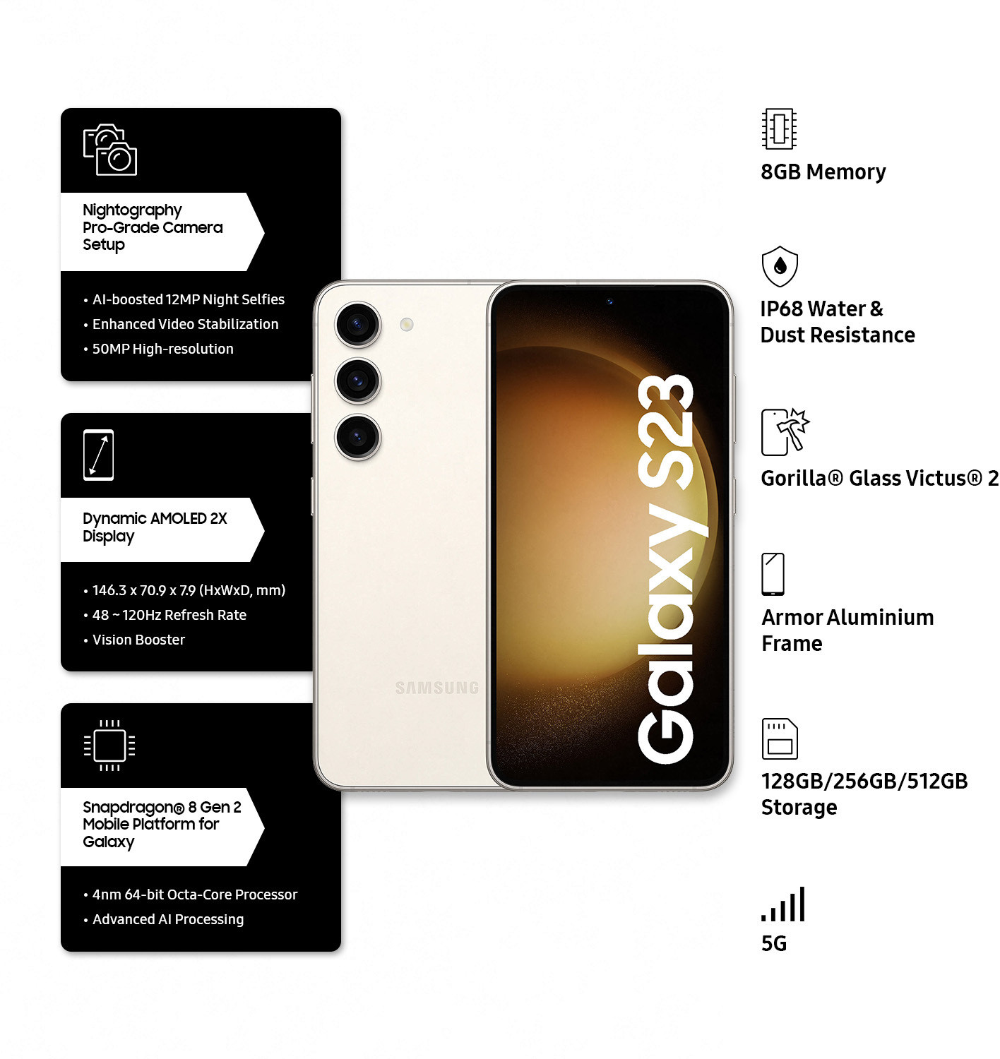 Image of Samsung Galaxy S23 5G (Cream, 256 GB)