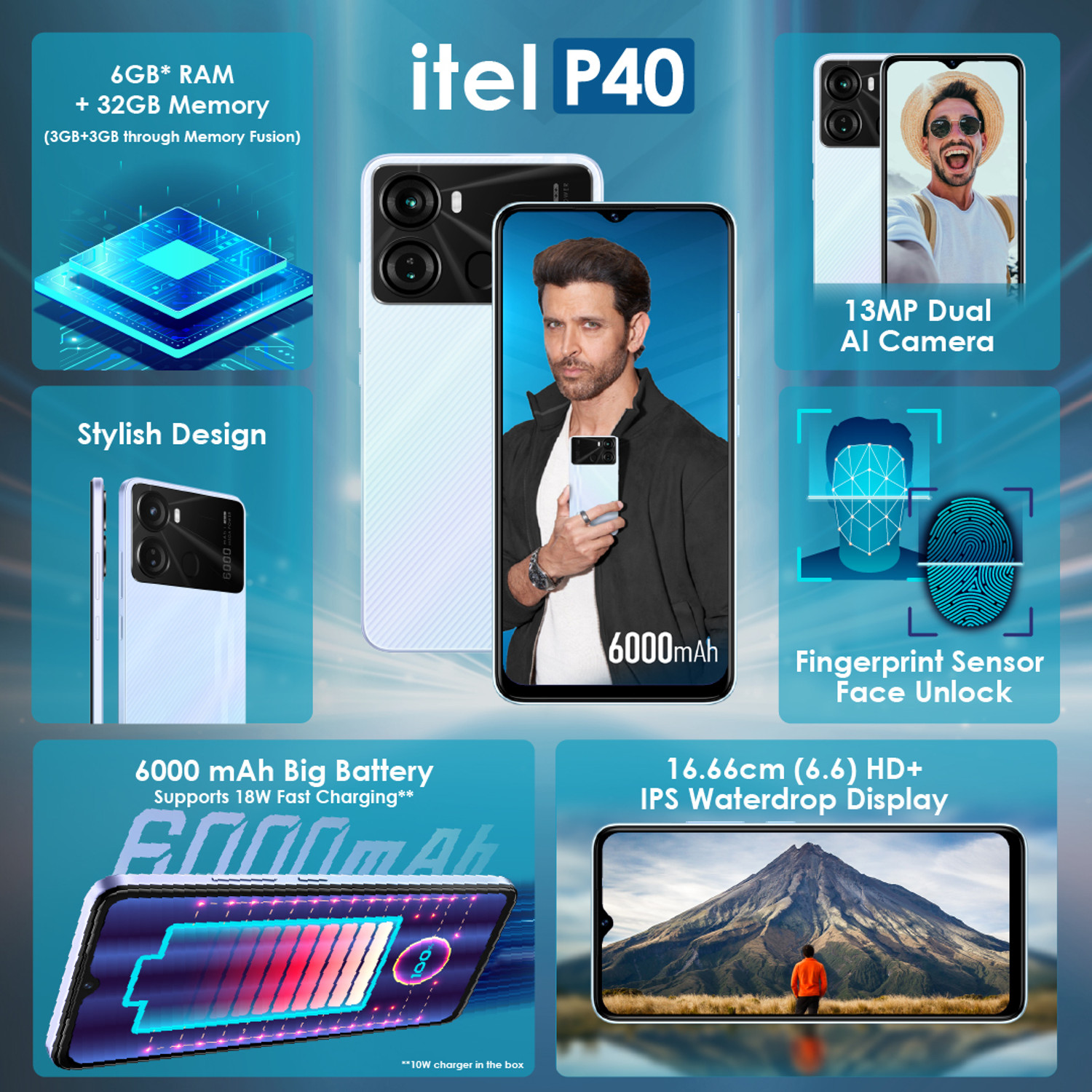 Image of itel P40 (Dreamy Blue, 32 GB)