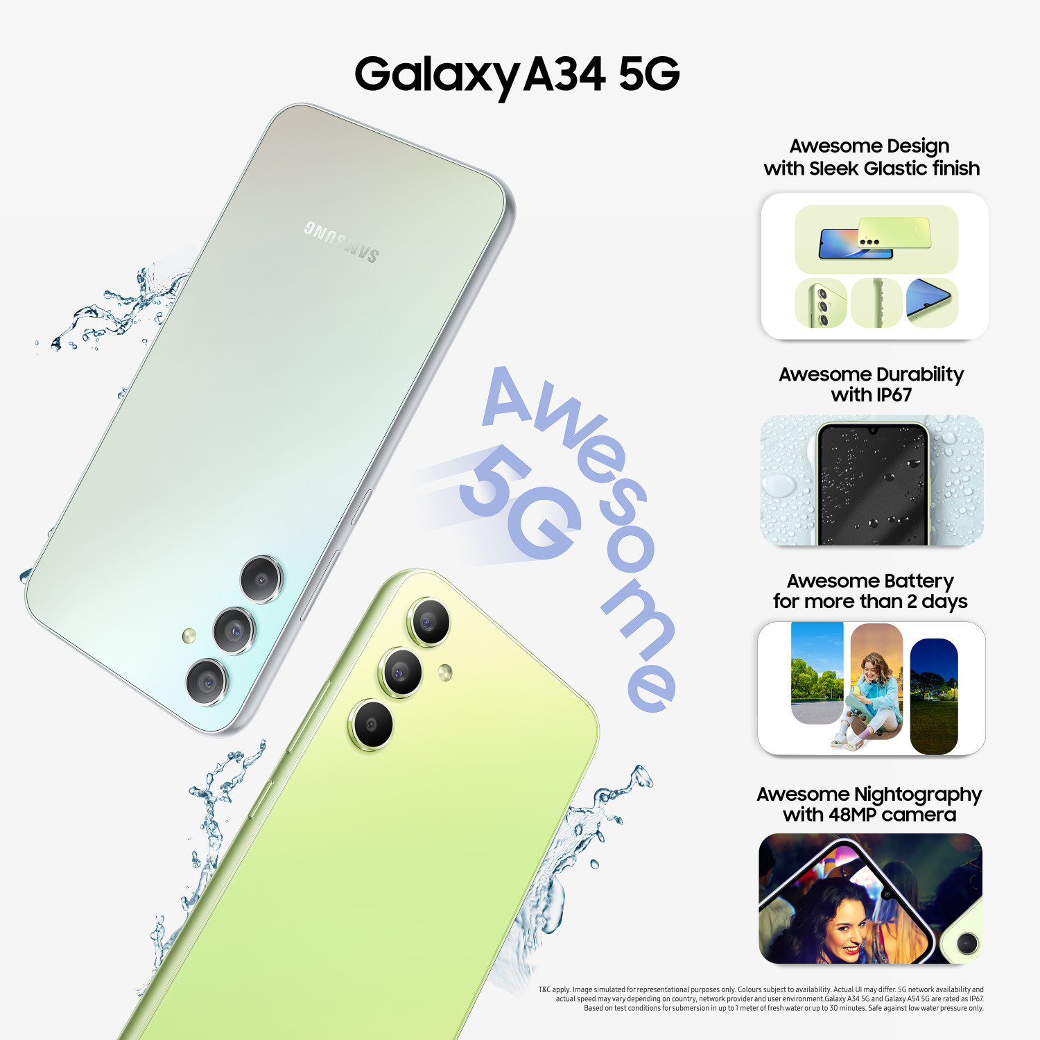 Image of Samsung Galaxy A34 5G (Awesome Lime, 256 GB)