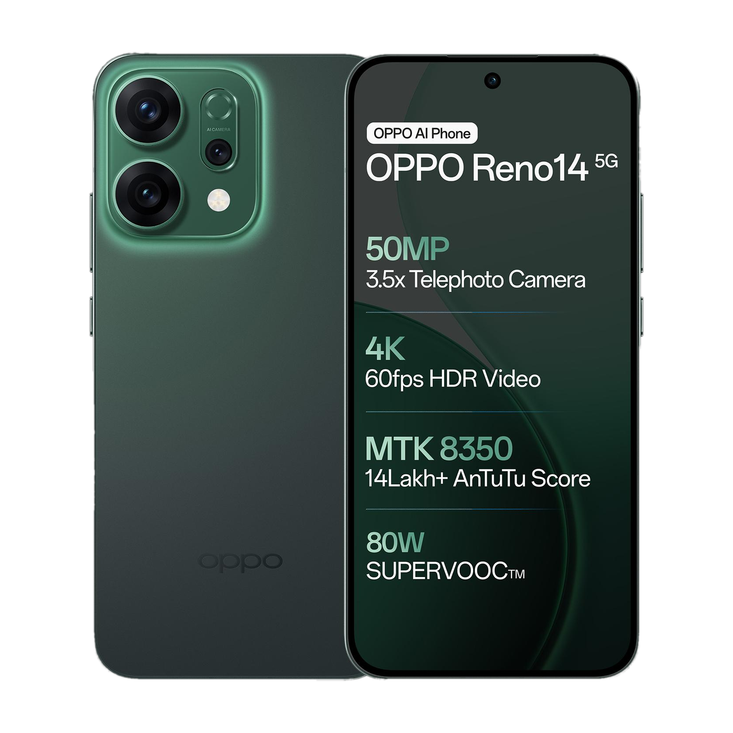 OPPO Reno14 5G (Forest Green, 256 GB)