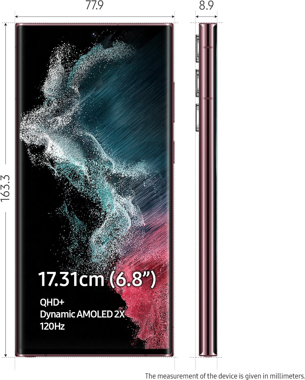 Image of SAMSUNG Galaxy S22 Ultra 5G (Burgundy, 512 GB) (12 GB RAM)