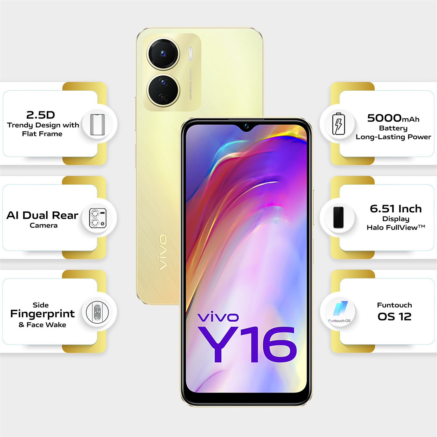Image of vivo Y16 (Drizzling Gold, 64 GB)