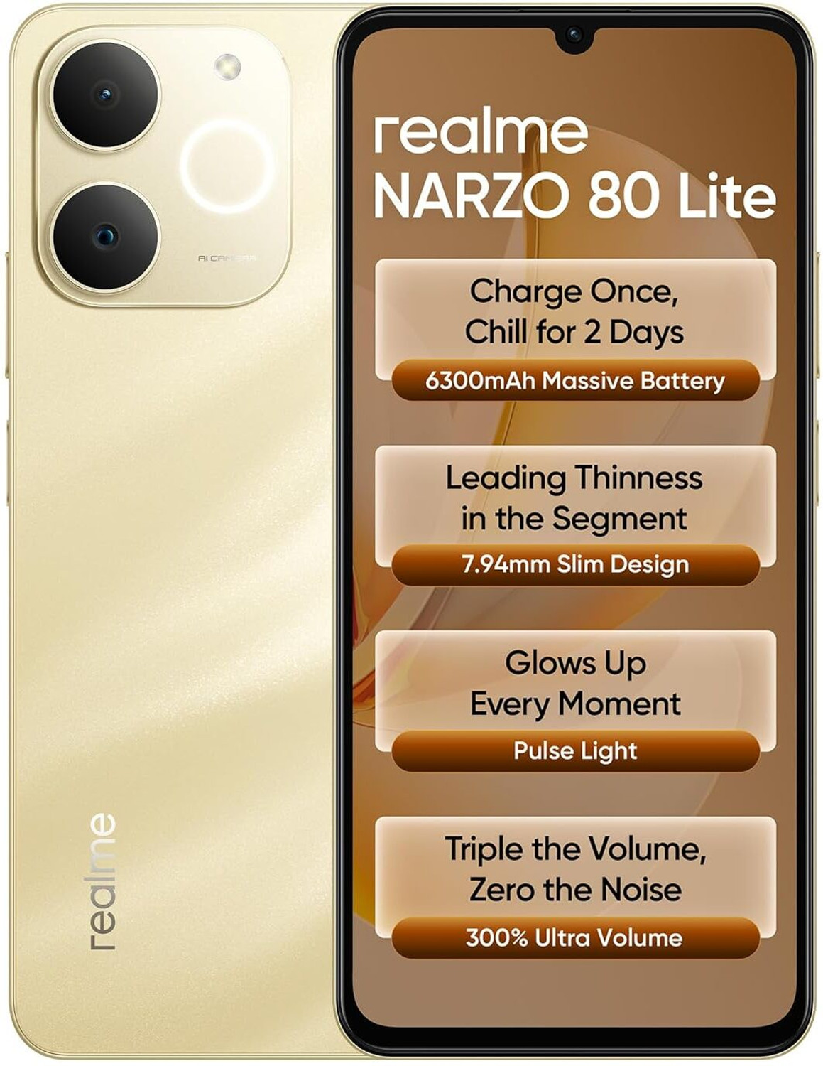 realme Narzo 80 Lite 4G (Beach Gold, 64 GB)