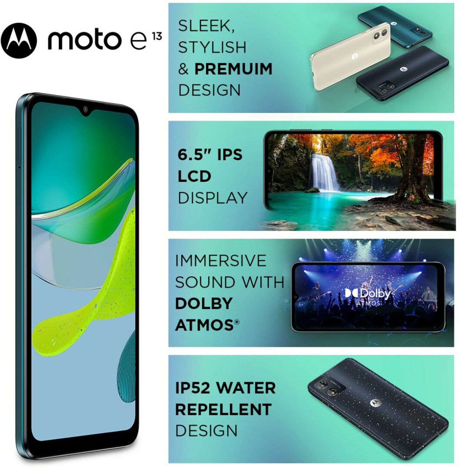 Image of Motorola e13 (Aurora Green, 64 GB)