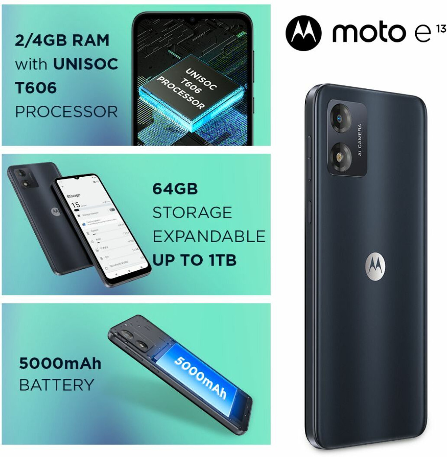 Image of Motorola e13 (Cosmic Black, 64 GB)
