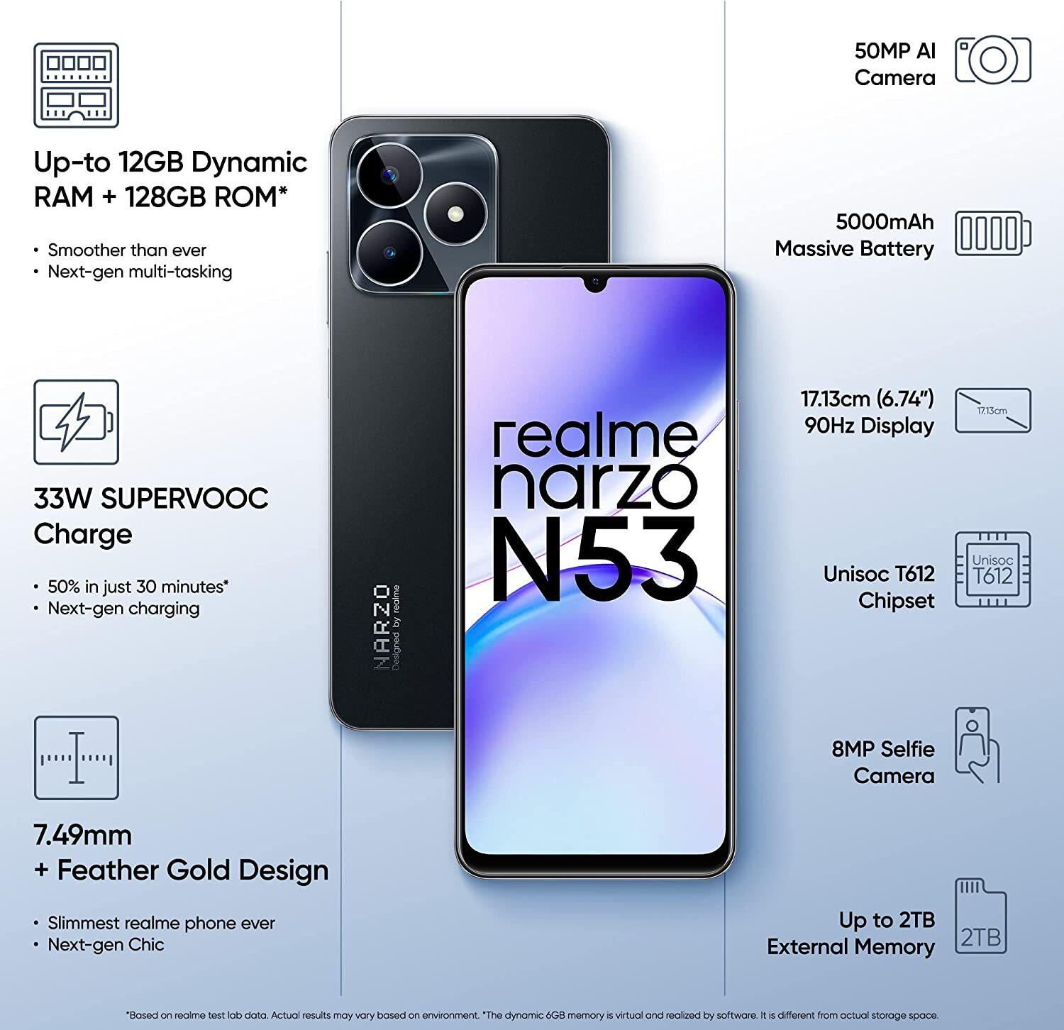 Image of realme Narzo N53 (Feather Black, 128 GB)