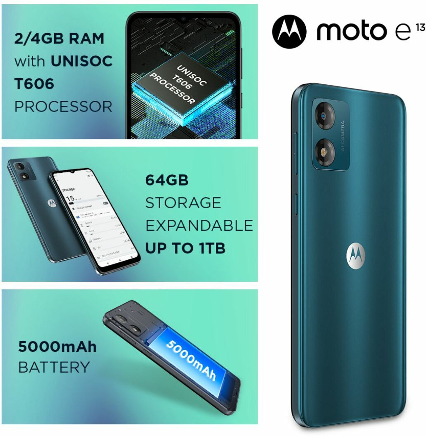 Image of Motorola e13 (Aurora Green, 64 GB)