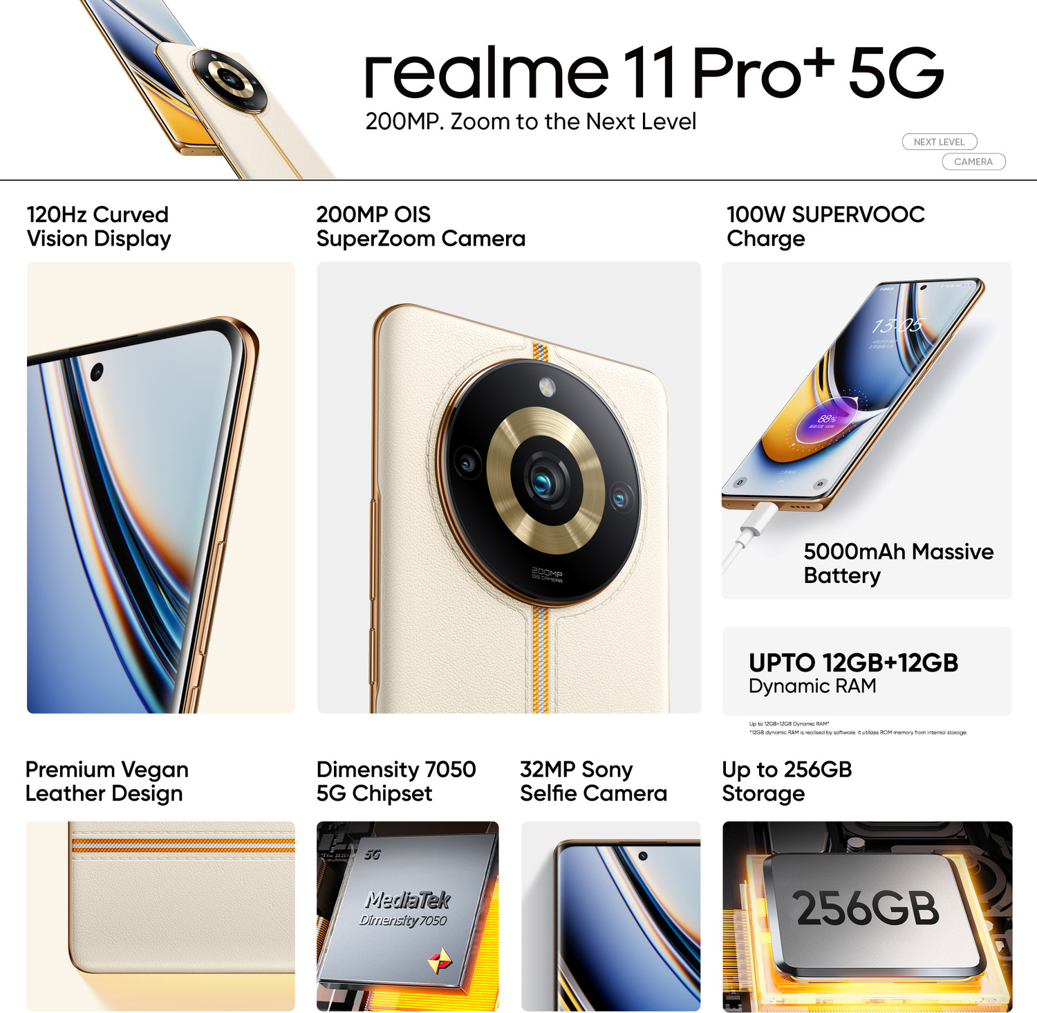 Image of realme 11 Pro+ 5G (Sunrise Beige, 256 GB)
