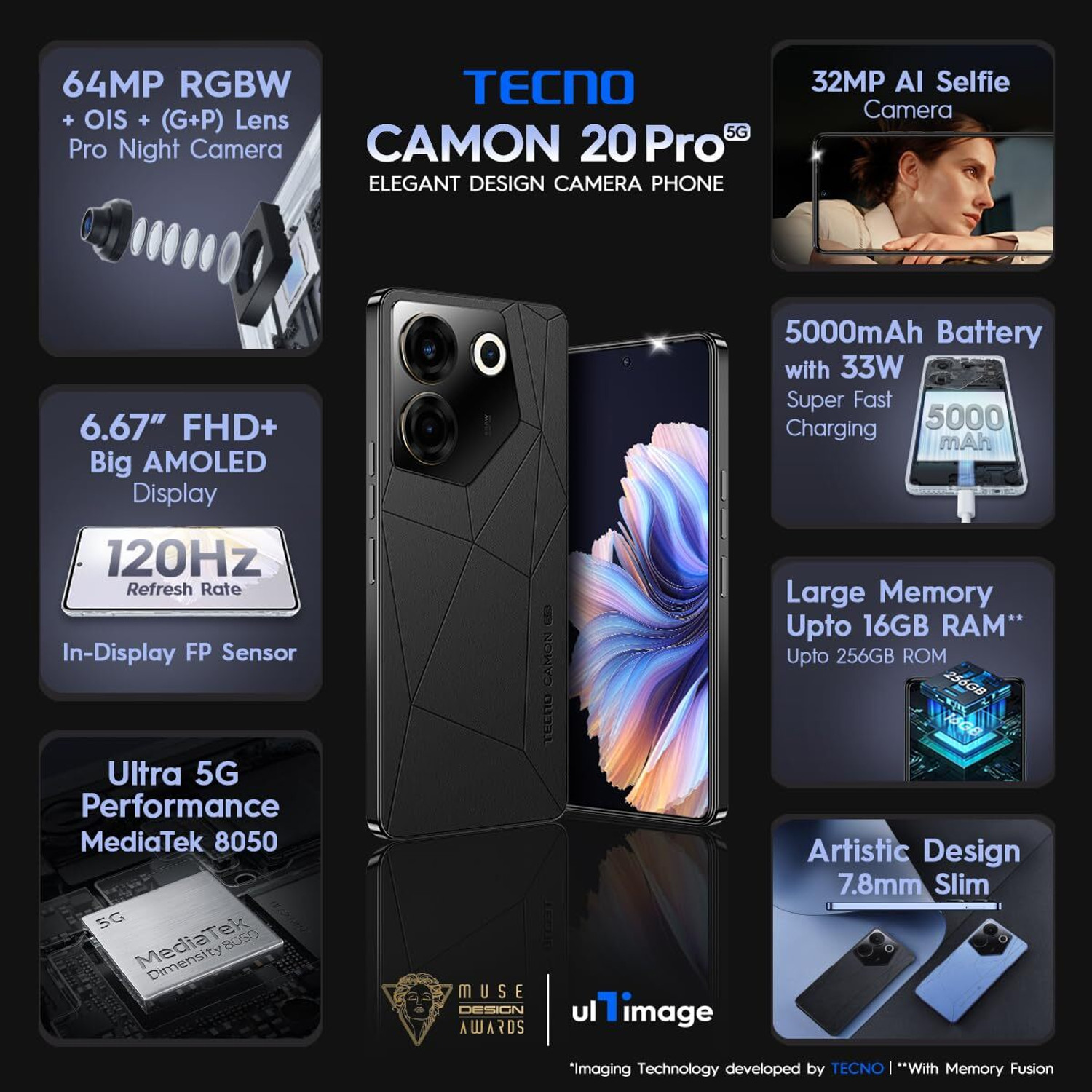 Image of Tecno Camon 20 Pro (Dark Welkin, 256 GB)