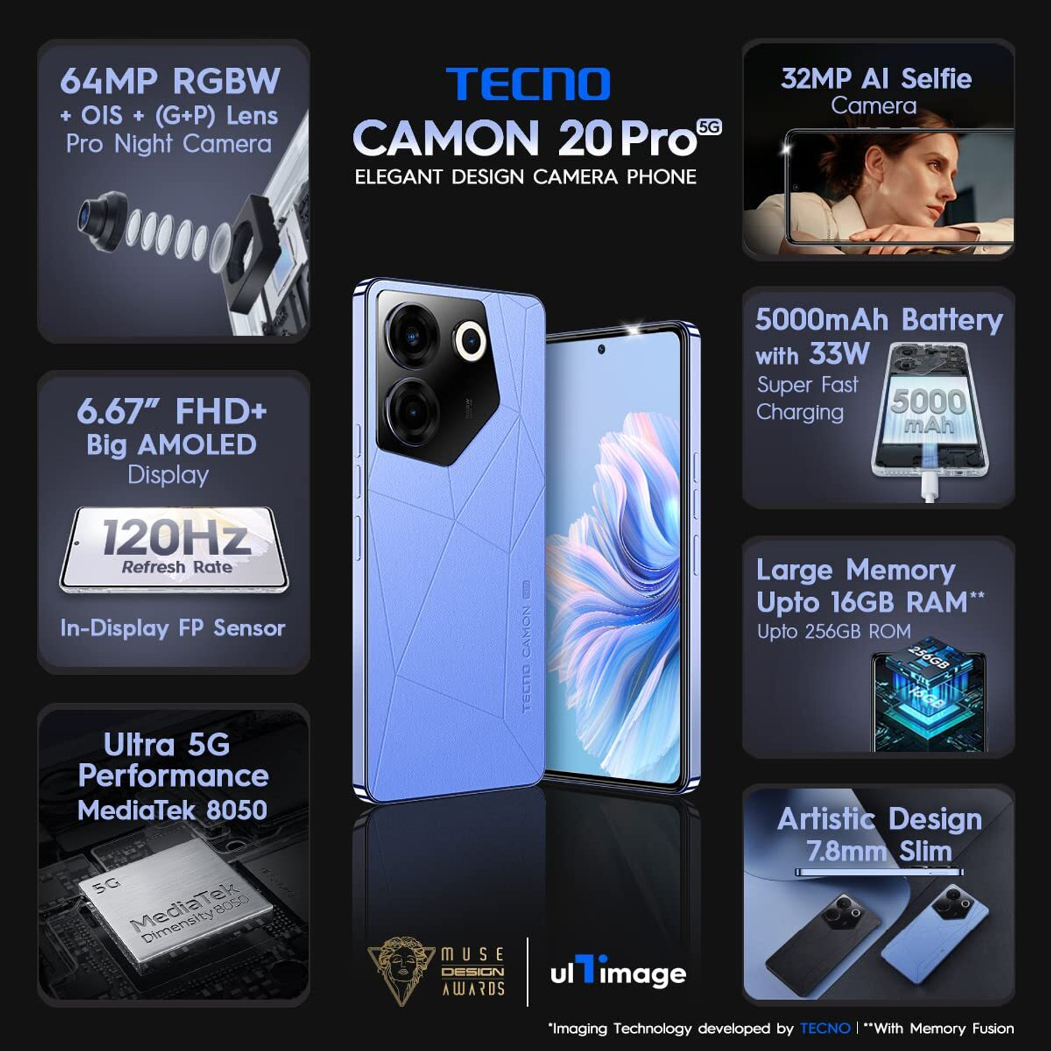 Image of Tecno Camon 20 Pro (Serenity Blue, 256 GB)