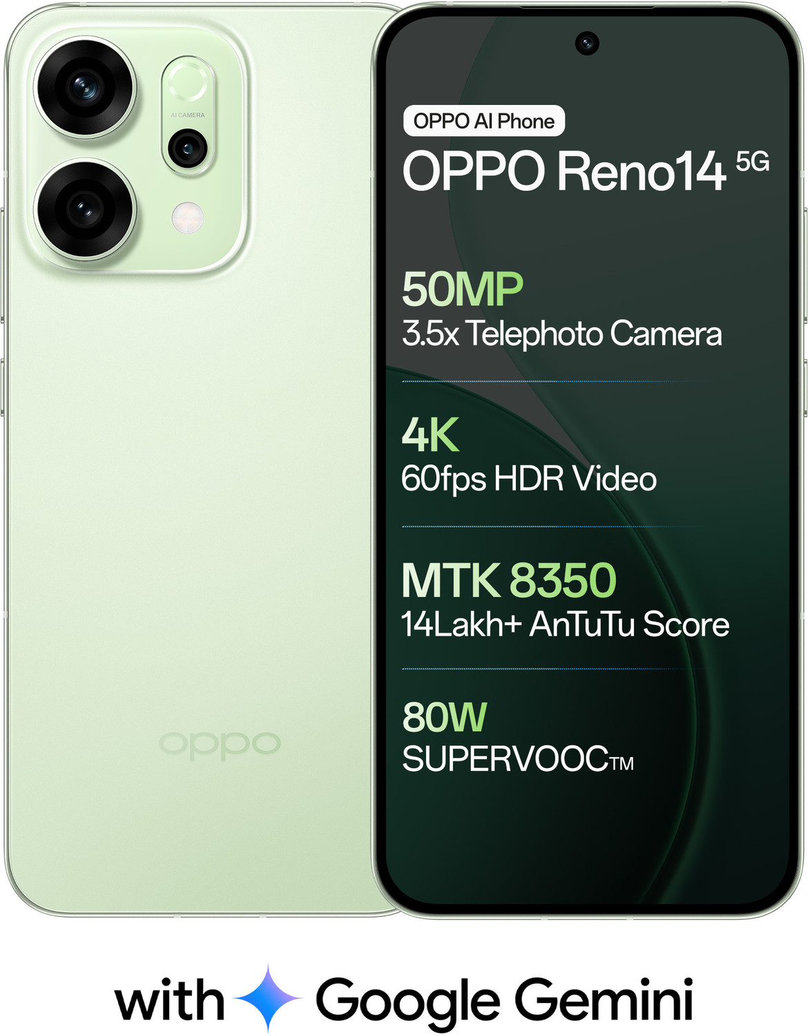 OPPO Reno14 5G (Mint Green, 256 GB)
