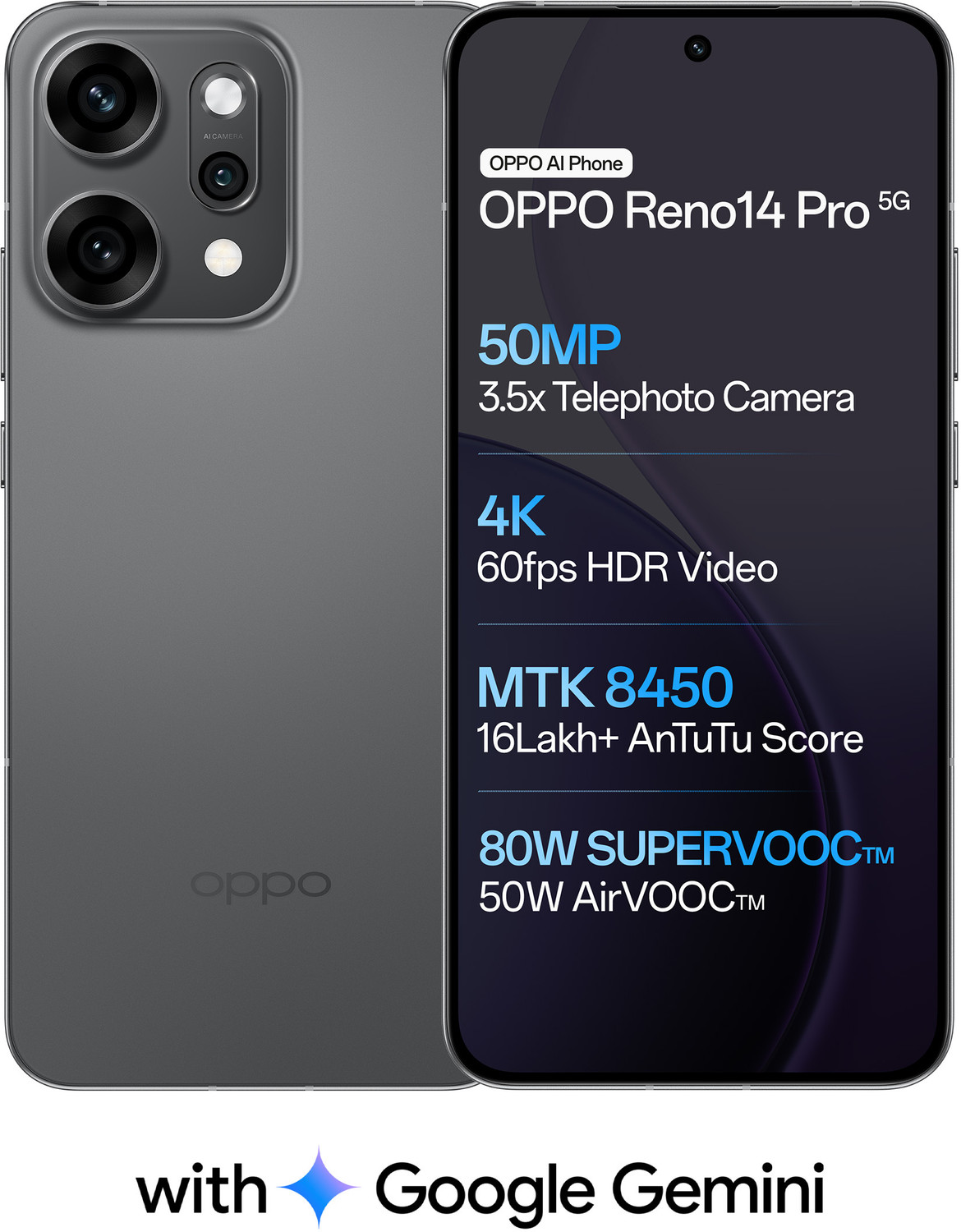 OPPO Reno14 Pro 5G (Titanium Grey, 256 GB)