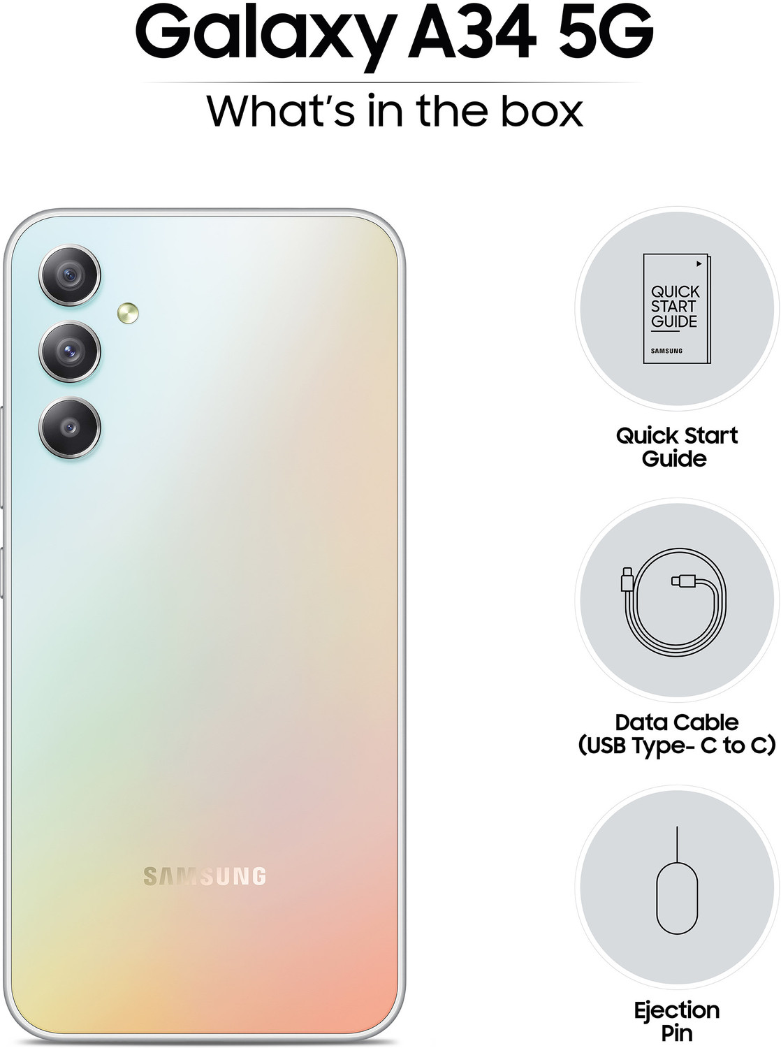 Image of Samsung Galaxy A34 5G (Awesome Silver, 256 GB)